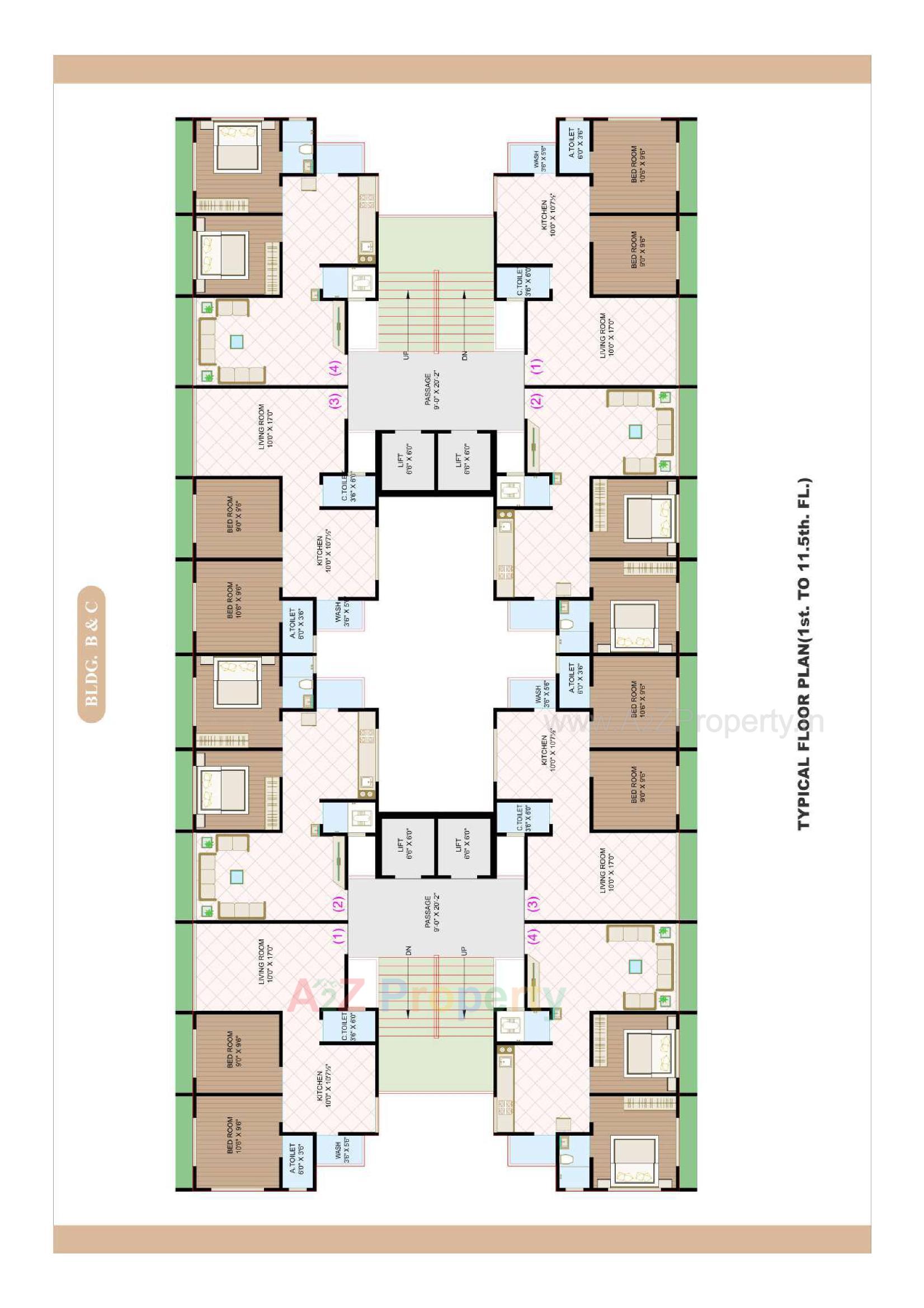 Layout of real estate project Sangam Heights located at Dabholi, Surat, Gujarat