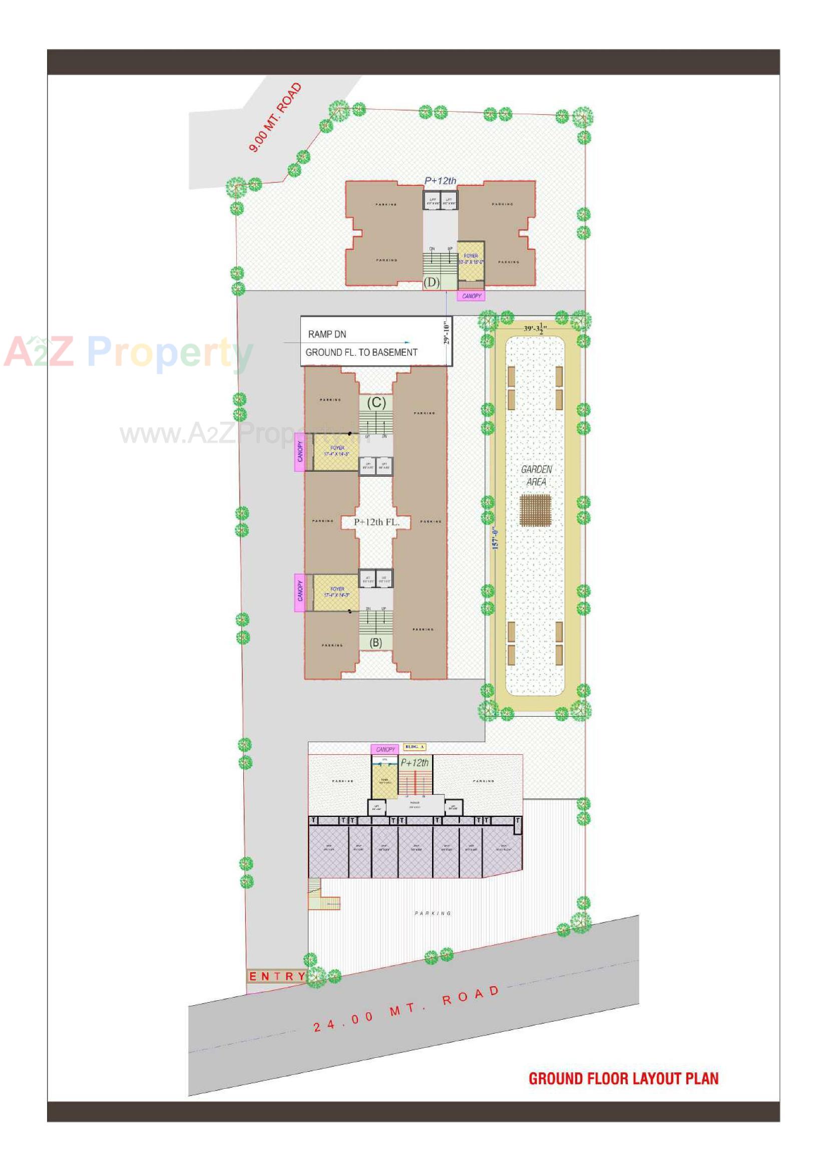Layout of real estate project Sangam Heights located at Dabholi, Surat, Gujarat