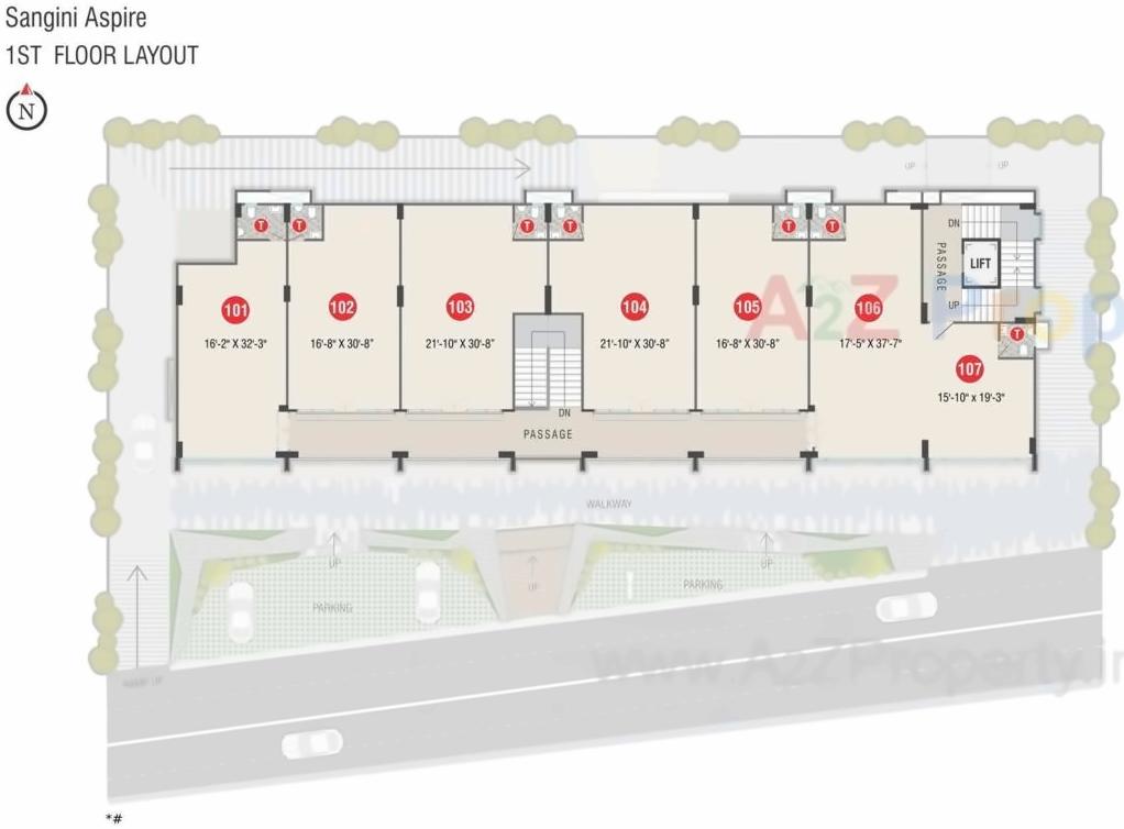 Layout of real estate project Sangini Aspire located at Pal, Surat, Gujarat