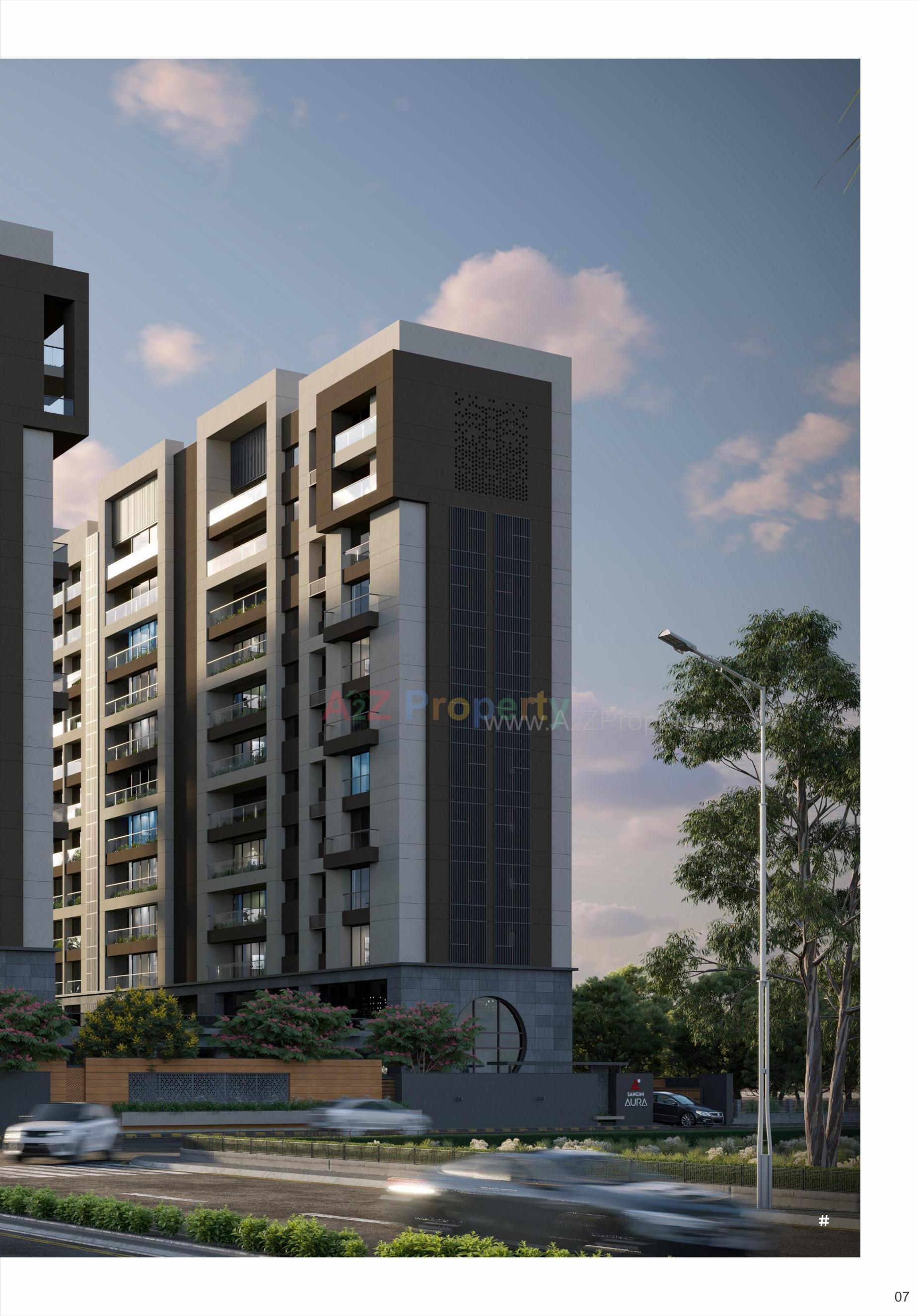 3D Elevation of real estate project Sangini Aura located at Pal, Surat, Gujarat
