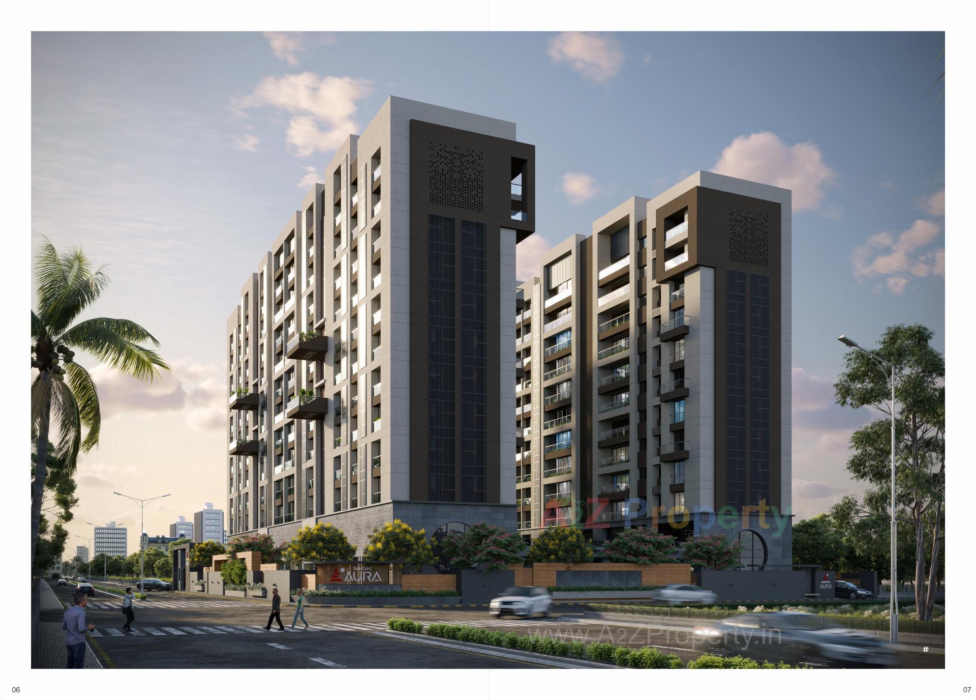 3D Elevation of real estate project Sangini Aura located at Pal, Surat, Gujarat