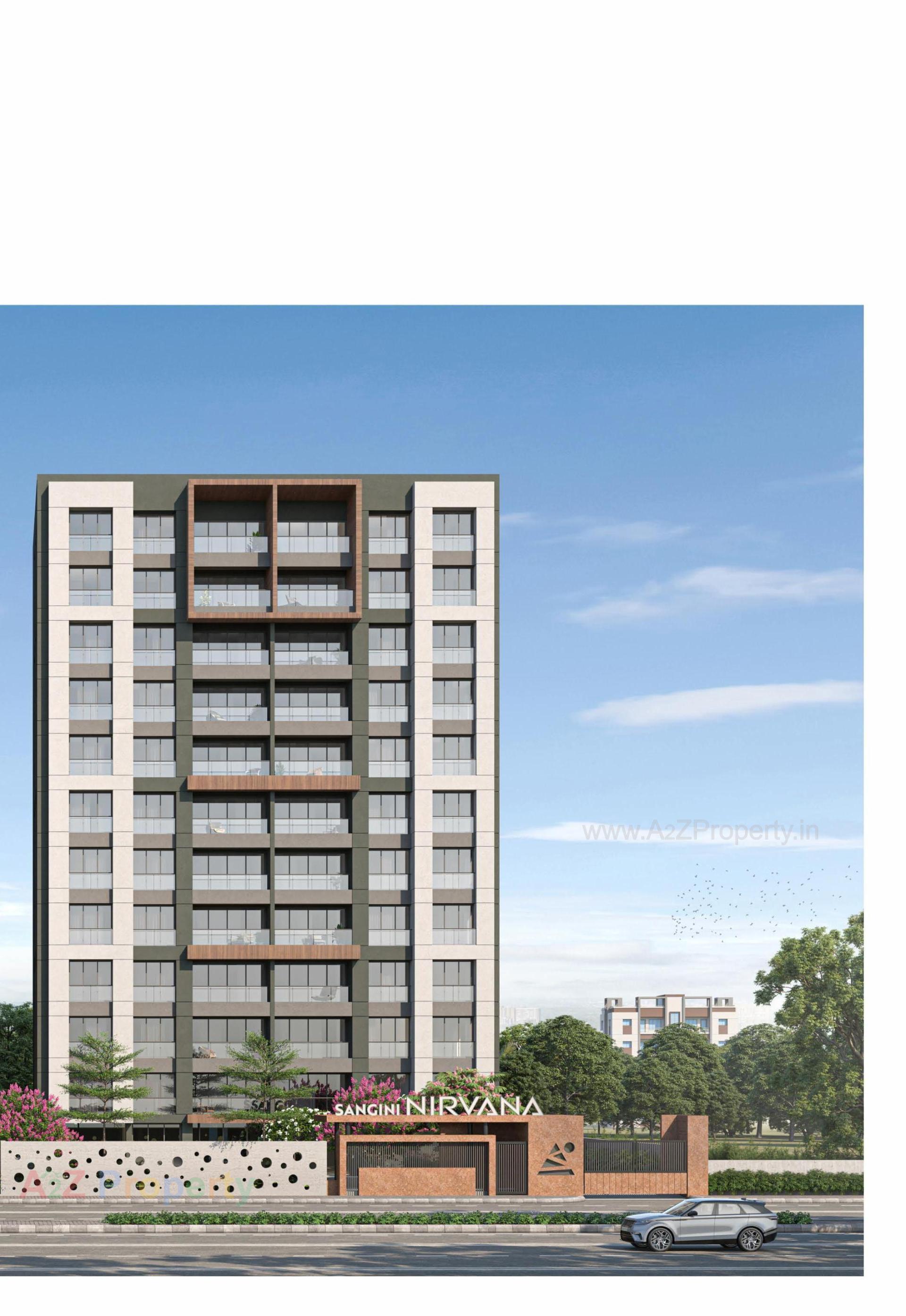 3D Elevation of real estate project Sangini Nirvana located at Vesu, Surat, Gujarat