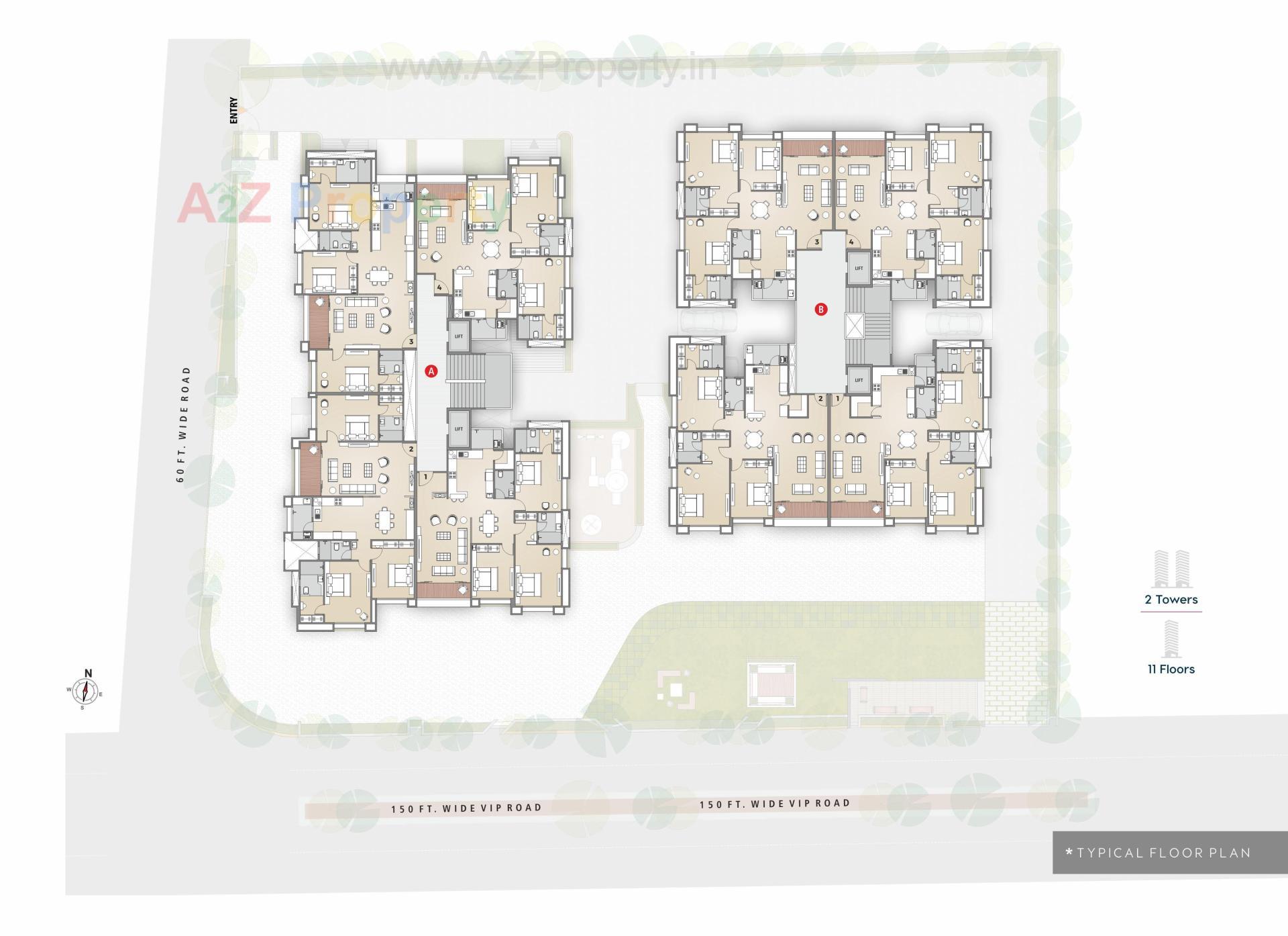 Layout of real estate project Sangini Nirvana located at Vesu, Surat, Gujarat