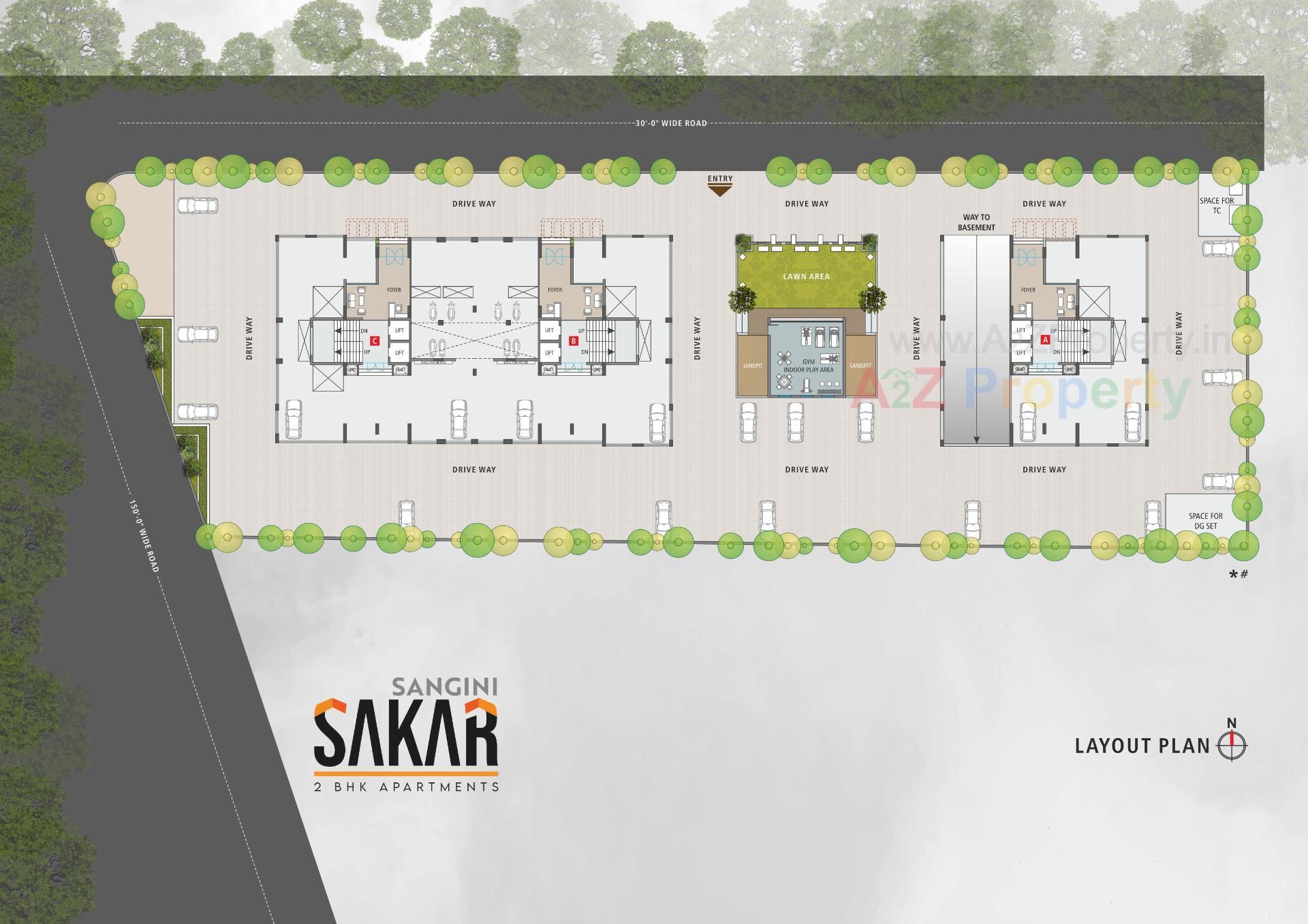 Layout of real estate project Sangini Sakar located at Jahangirpura, Surat, Gujarat