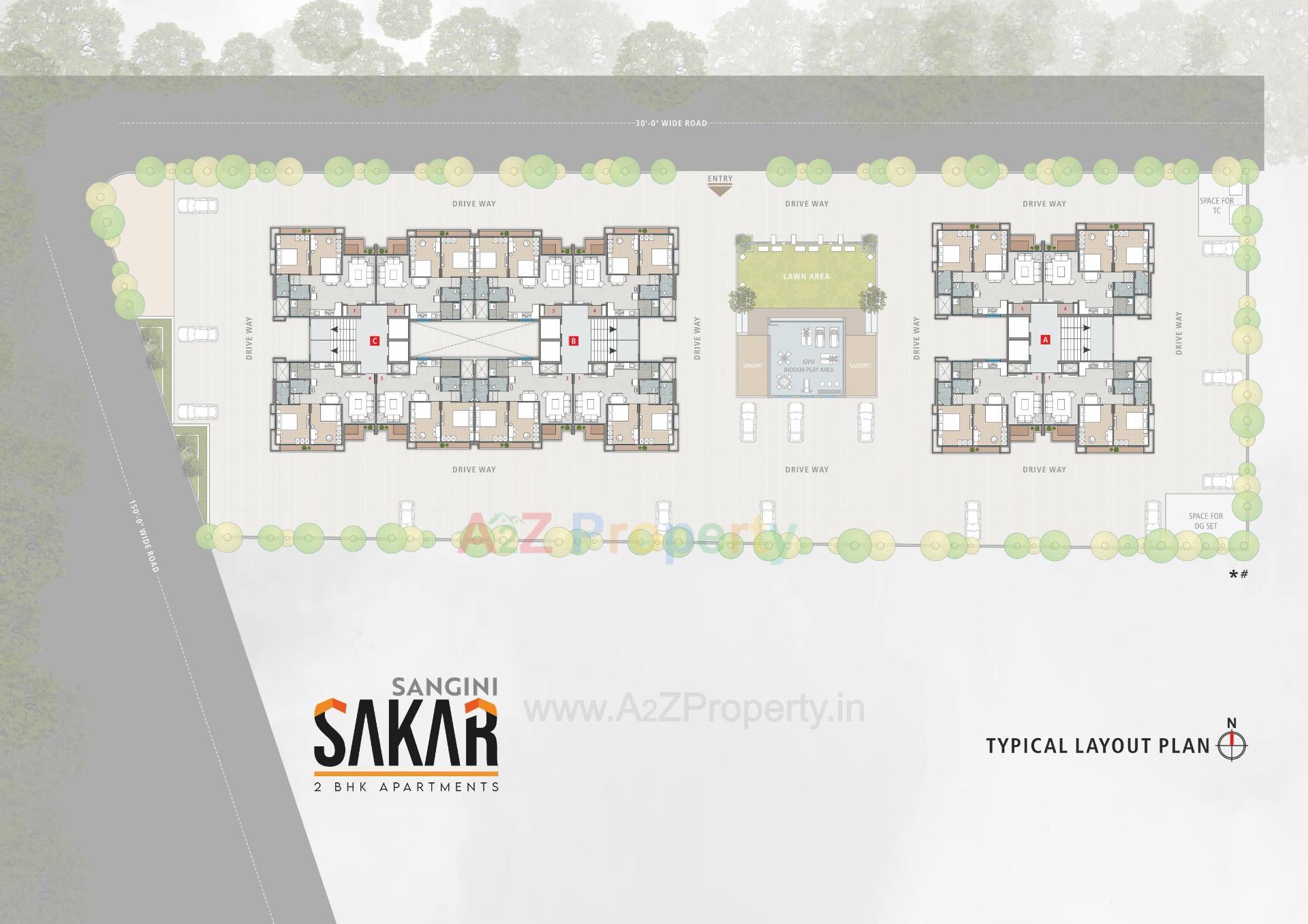 Layout of real estate project Sangini Sakar located at Jahangirpura, Surat, Gujarat