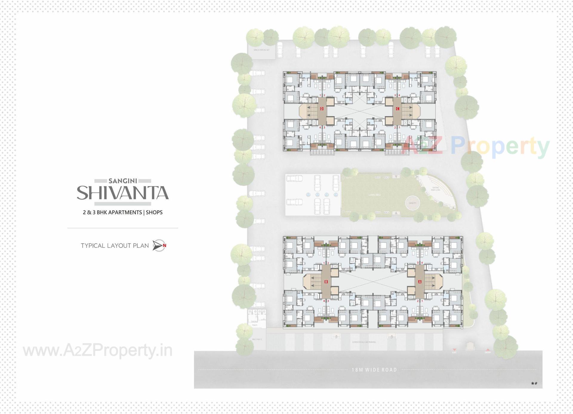 Layout of real estate project Sangini Shivanta located at Bhestan, Surat, Gujarat