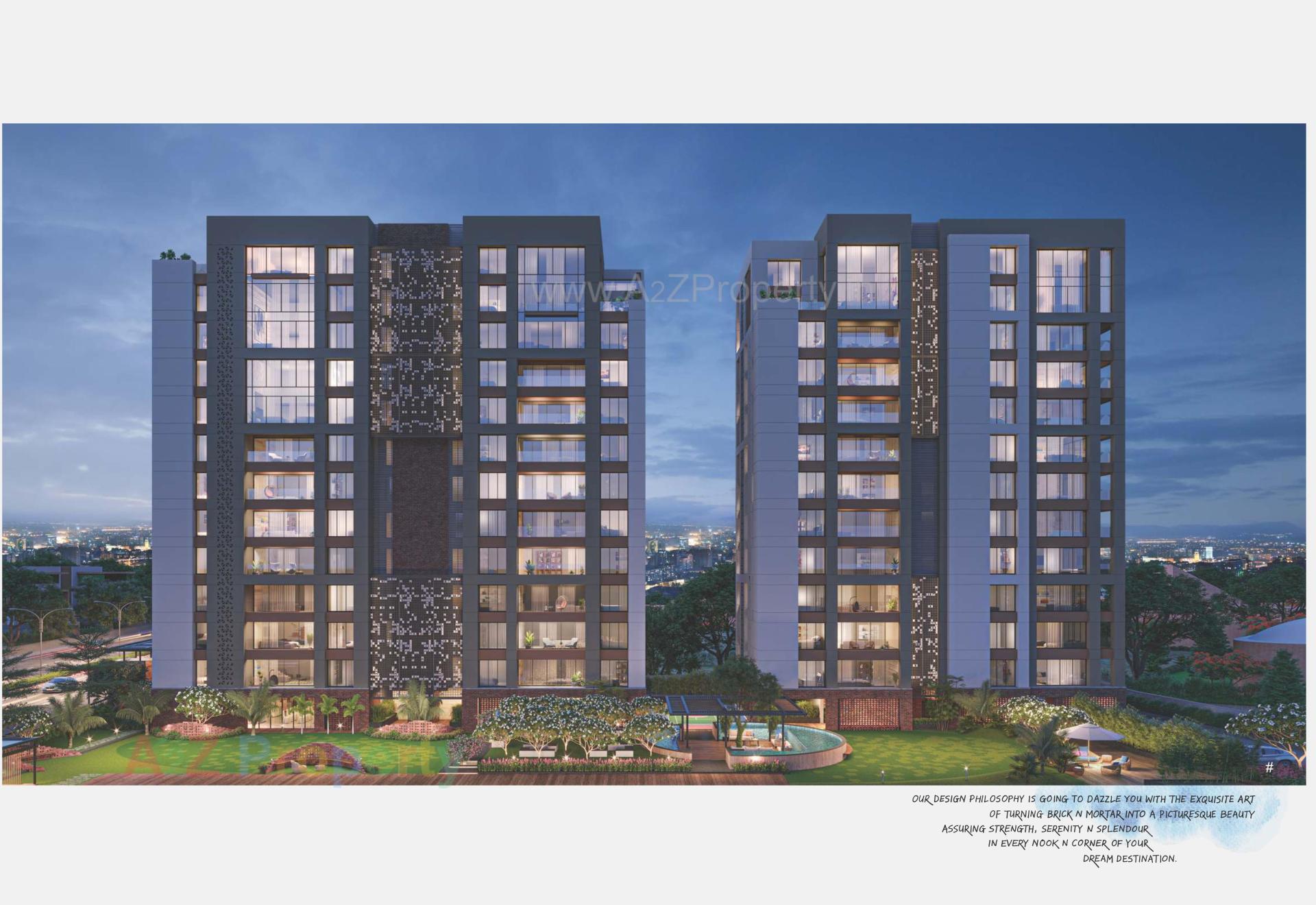 3D Elevation of real estate project Sangini Siddhanta located at Vesu, Surat, Gujarat