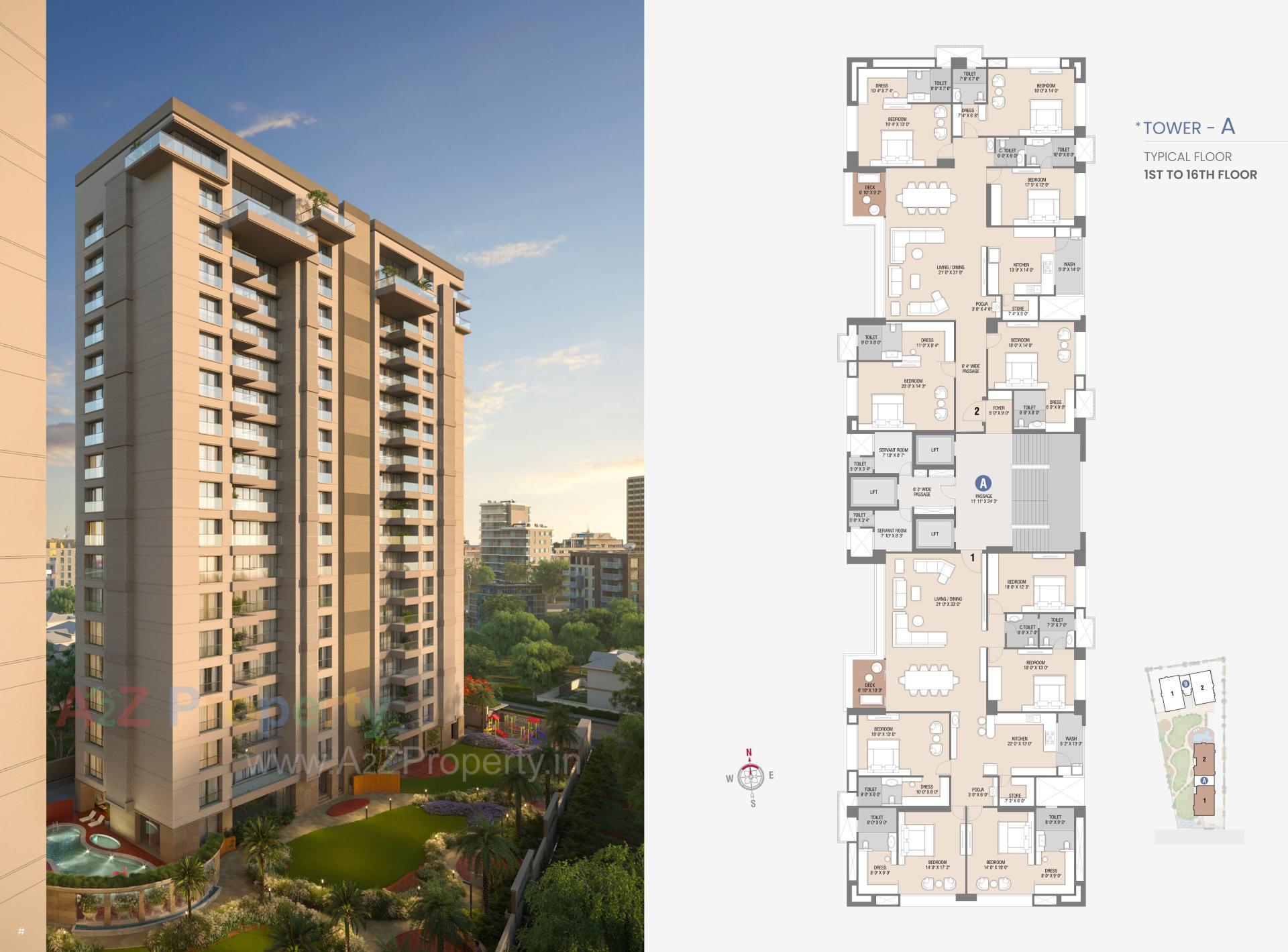 3D Elevation of real estate project Sangini Skyteria located at Bharthana, Surat, Gujarat