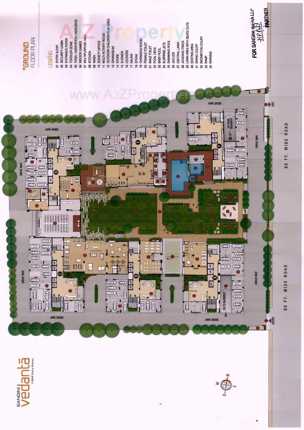Layout of real estate project Sangini Vedanta located at Bhimrad, Surat, Gujarat