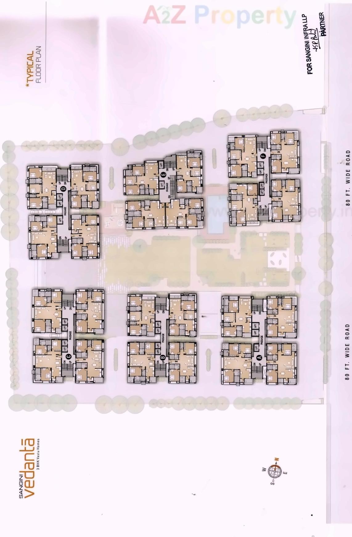 Layout of real estate project Sangini Vedanta located at Bhimrad, Surat, Gujarat