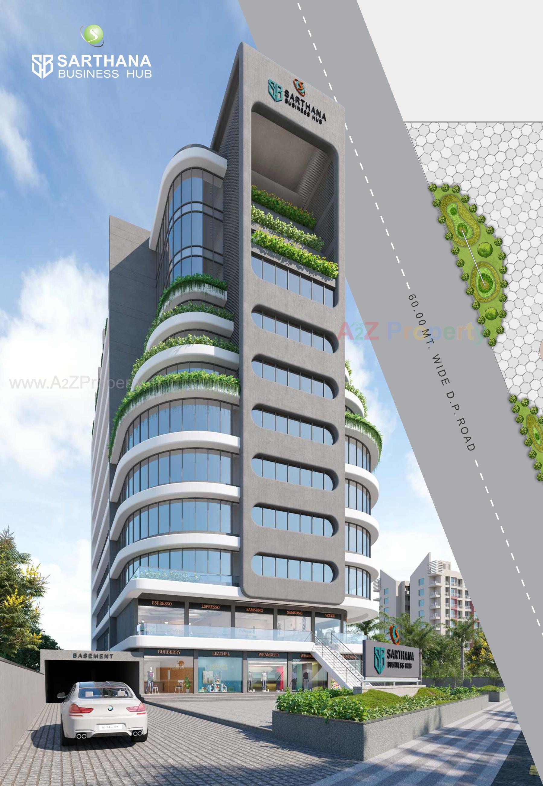 3D Elevation of real estate project Sarthana Business Hub located at Sarthana, Surat, Gujarat