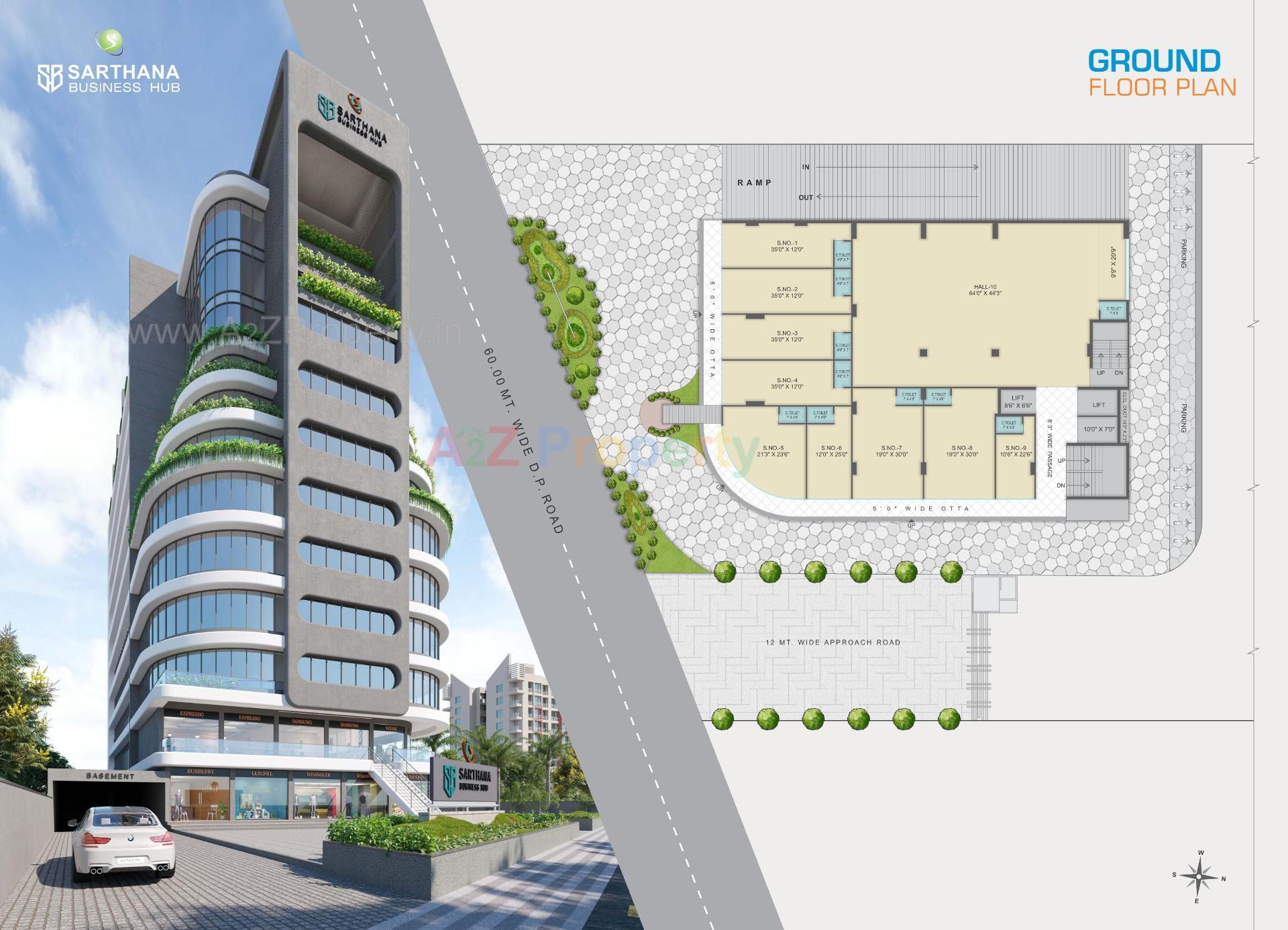 Layout of real estate project Sarthana Business Hub located at Sarthana, Surat, Gujarat