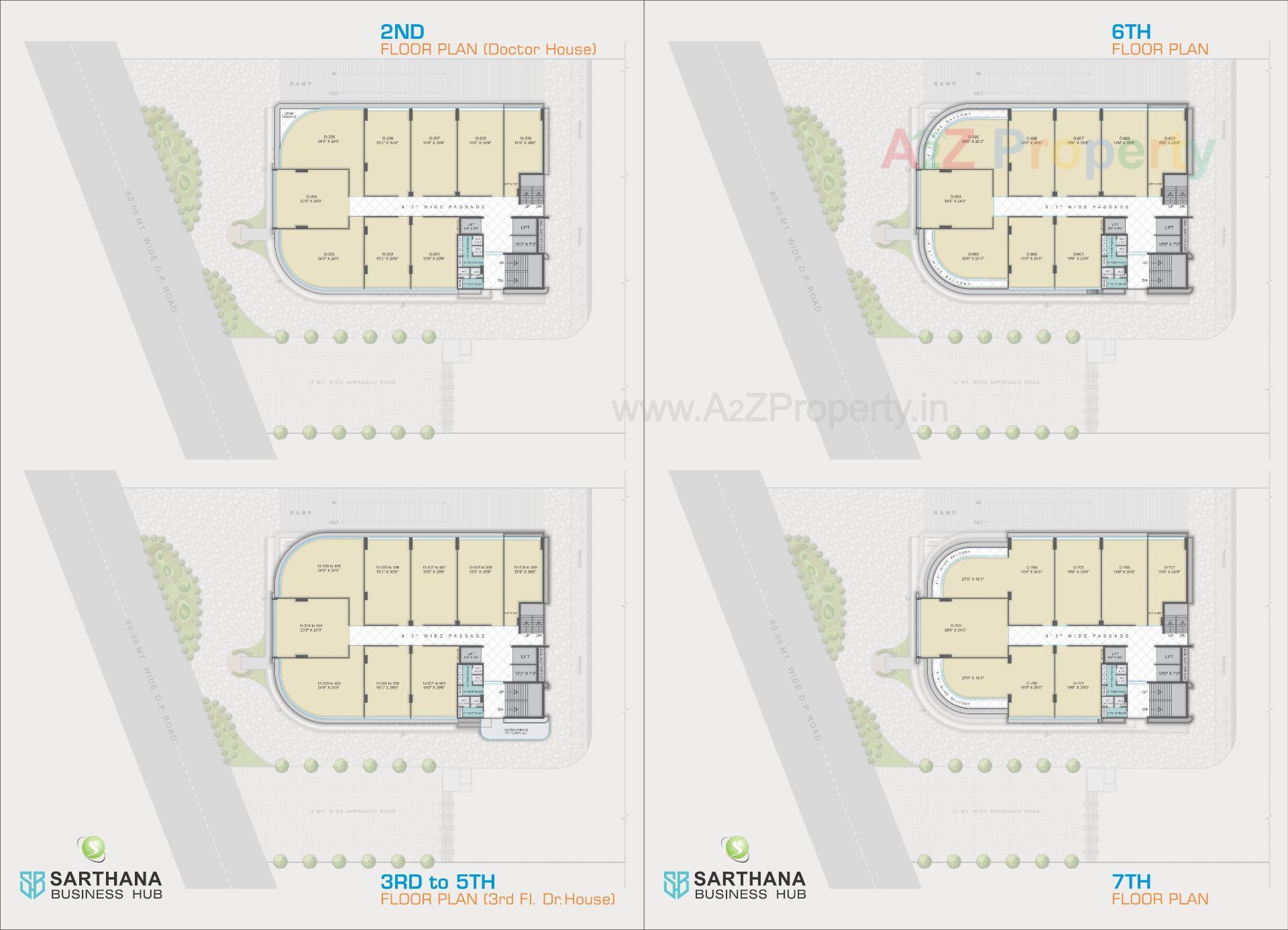 Layout of real estate project Sarthana Business Hub located at Sarthana, Surat, Gujarat