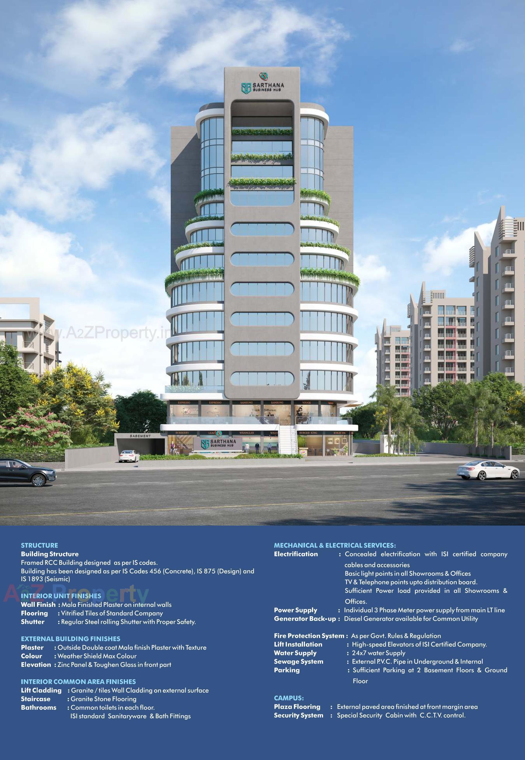 3D Elevation of real estate project Sarthana Business Hub located at Sarthana, Surat, Gujarat