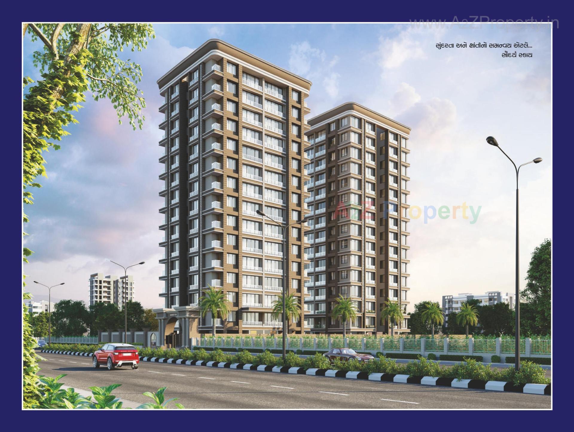 3D Elevation of real estate project Saundarya Sky located at Mo, Surat, Gujarat