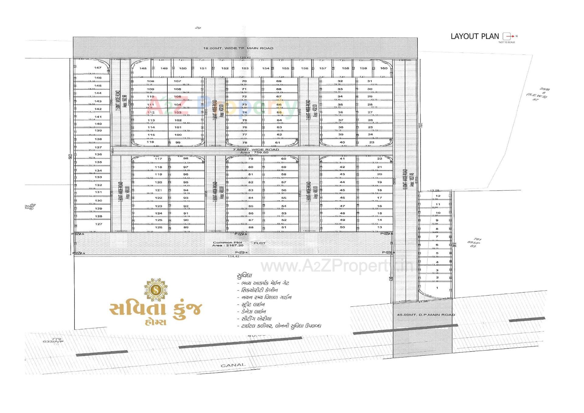 Layout of real estate project Savita Kunj Homes located at Vav, Surat, Gujarat