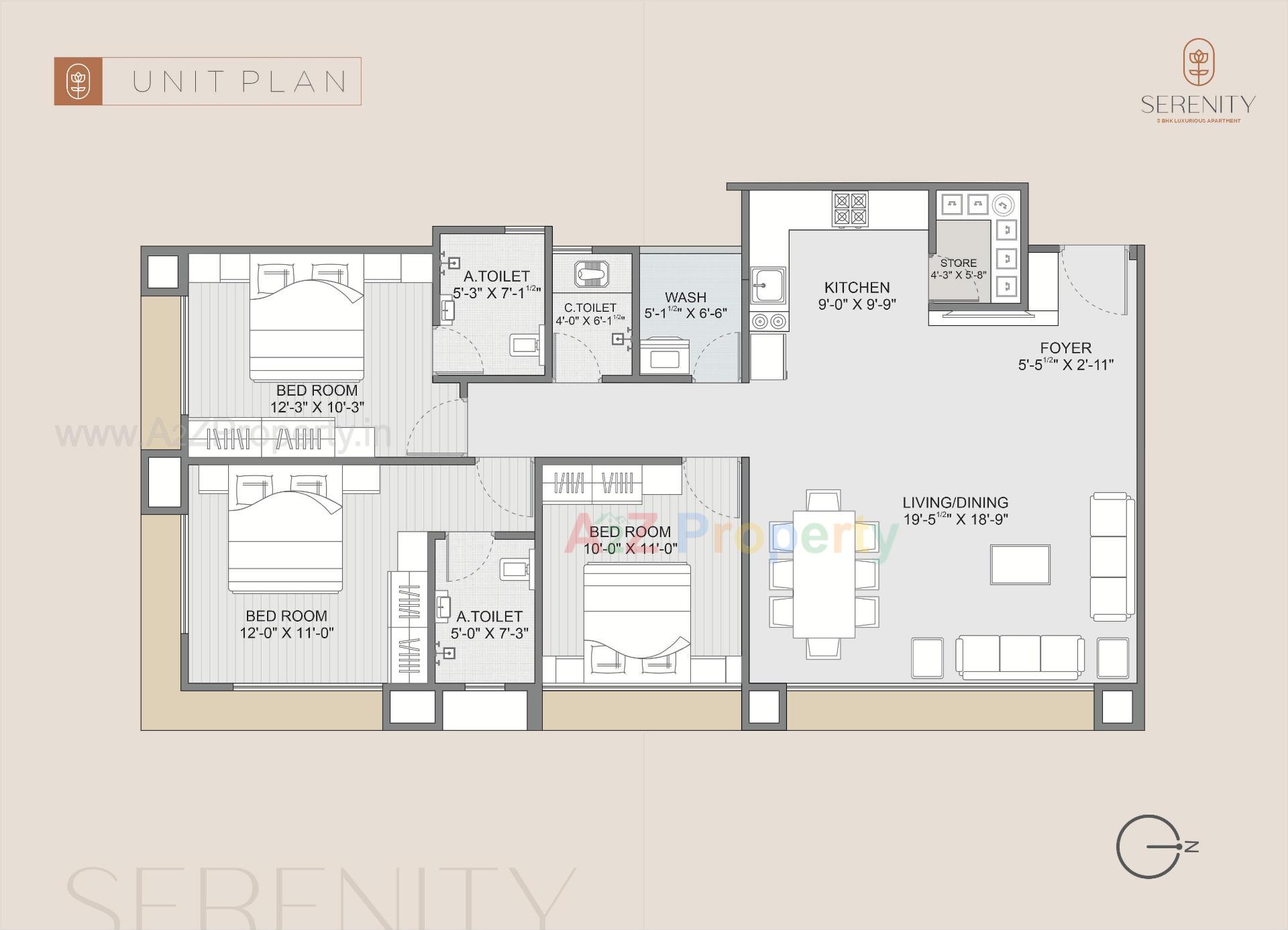 Layout of real estate project Serenity located at Bharthana-vesu, Surat, Gujarat