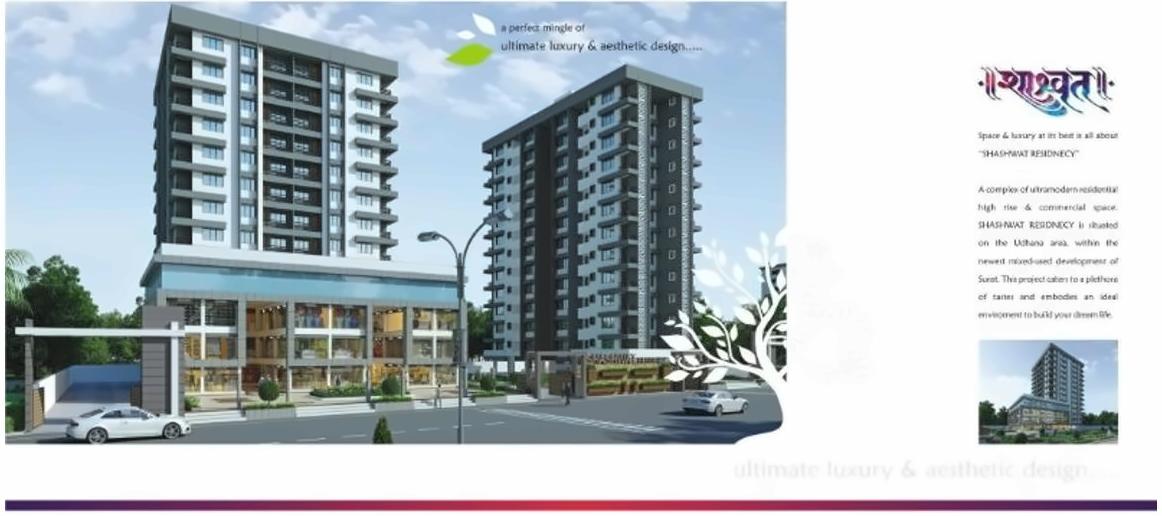 3D Elevation of real estate project Shashwat Residency located at Udhna, Surat, Gujarat