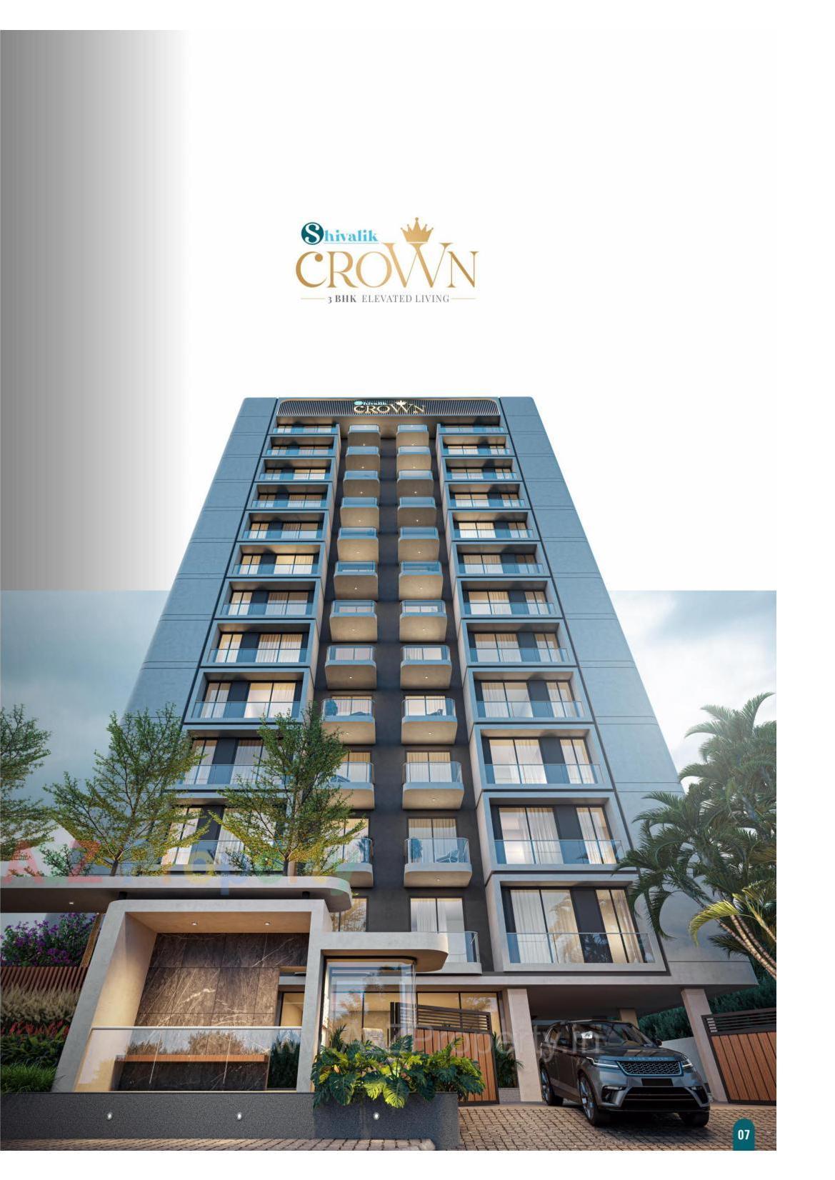 3D Elevation of real estate project Shivalik Crown located at Bhimrad, Surat, Gujarat