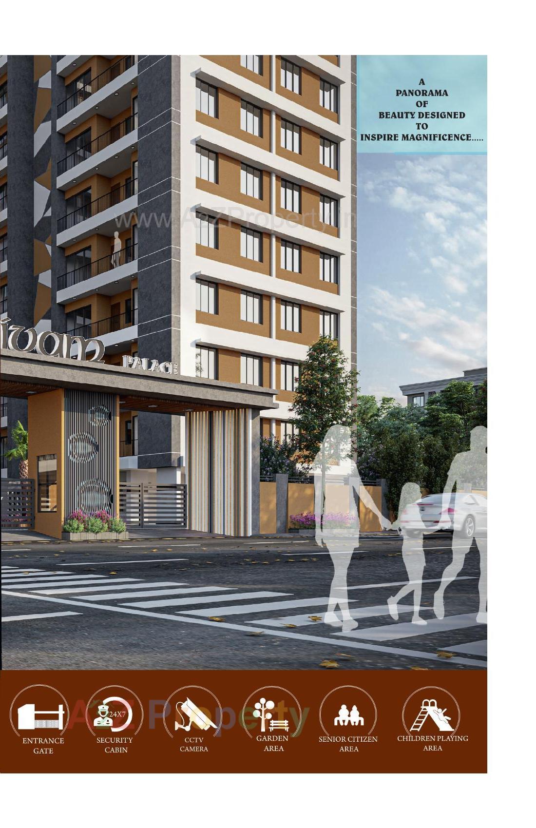 3D Elevation of real estate project Shivam Palace located at Kosad, Surat, Gujarat