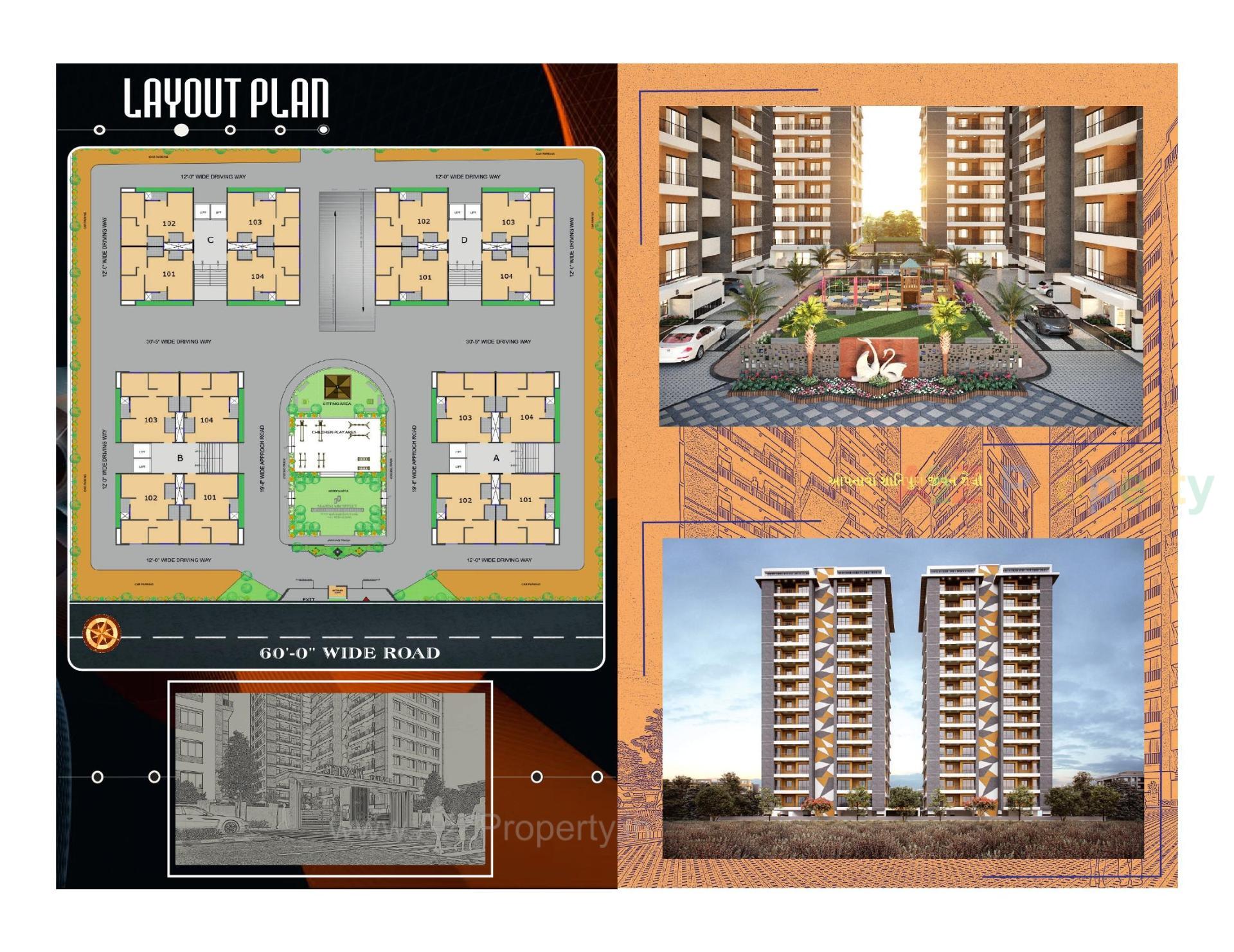 Layout of real estate project Shivam Palace located at Kosad, Surat, Gujarat