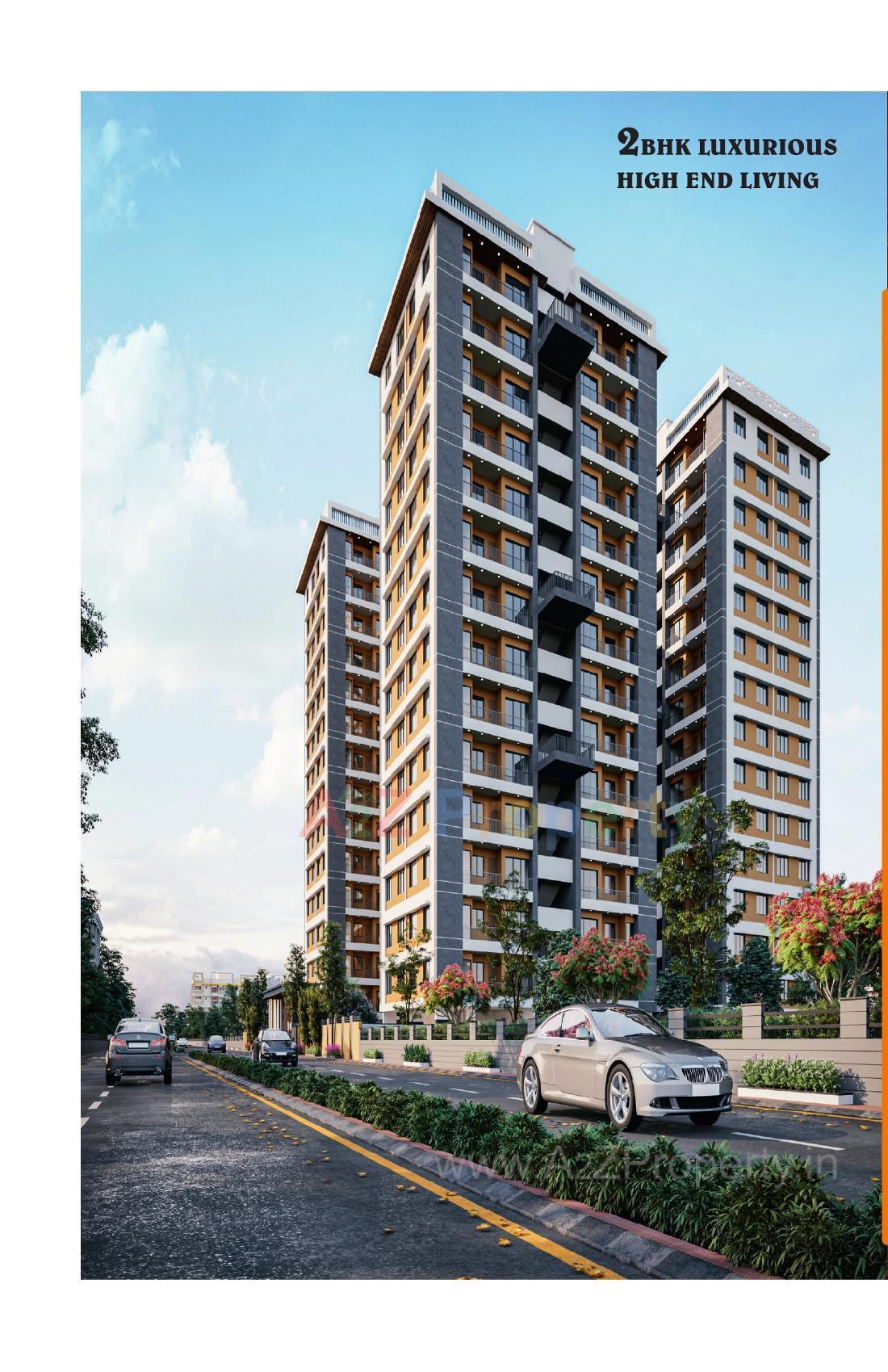 3D Elevation of real estate project Shivam Palace located at Kosad, Surat, Gujarat