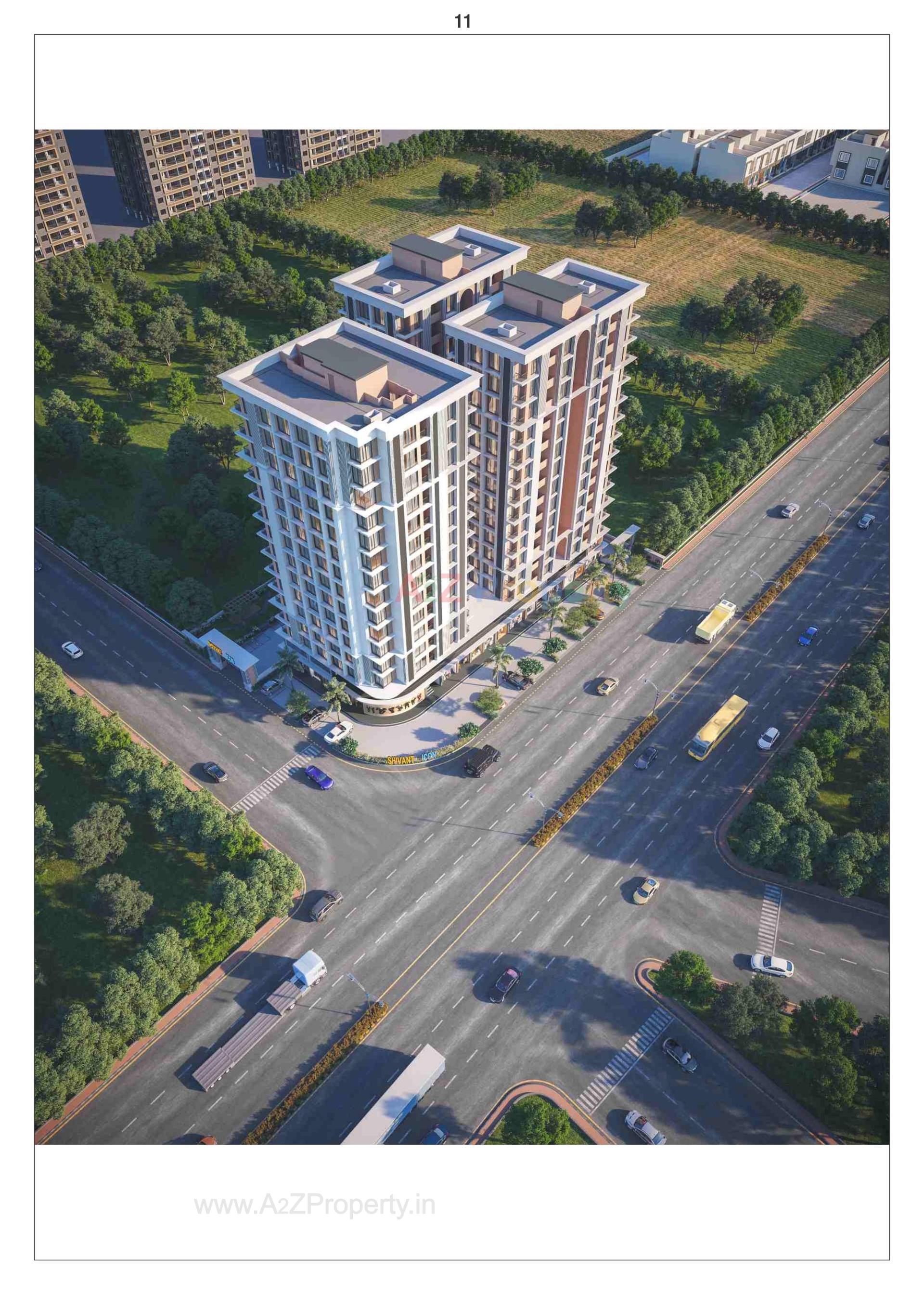 3D Elevation of real estate project Shivant Icon located at Sarthana, Surat, Gujarat