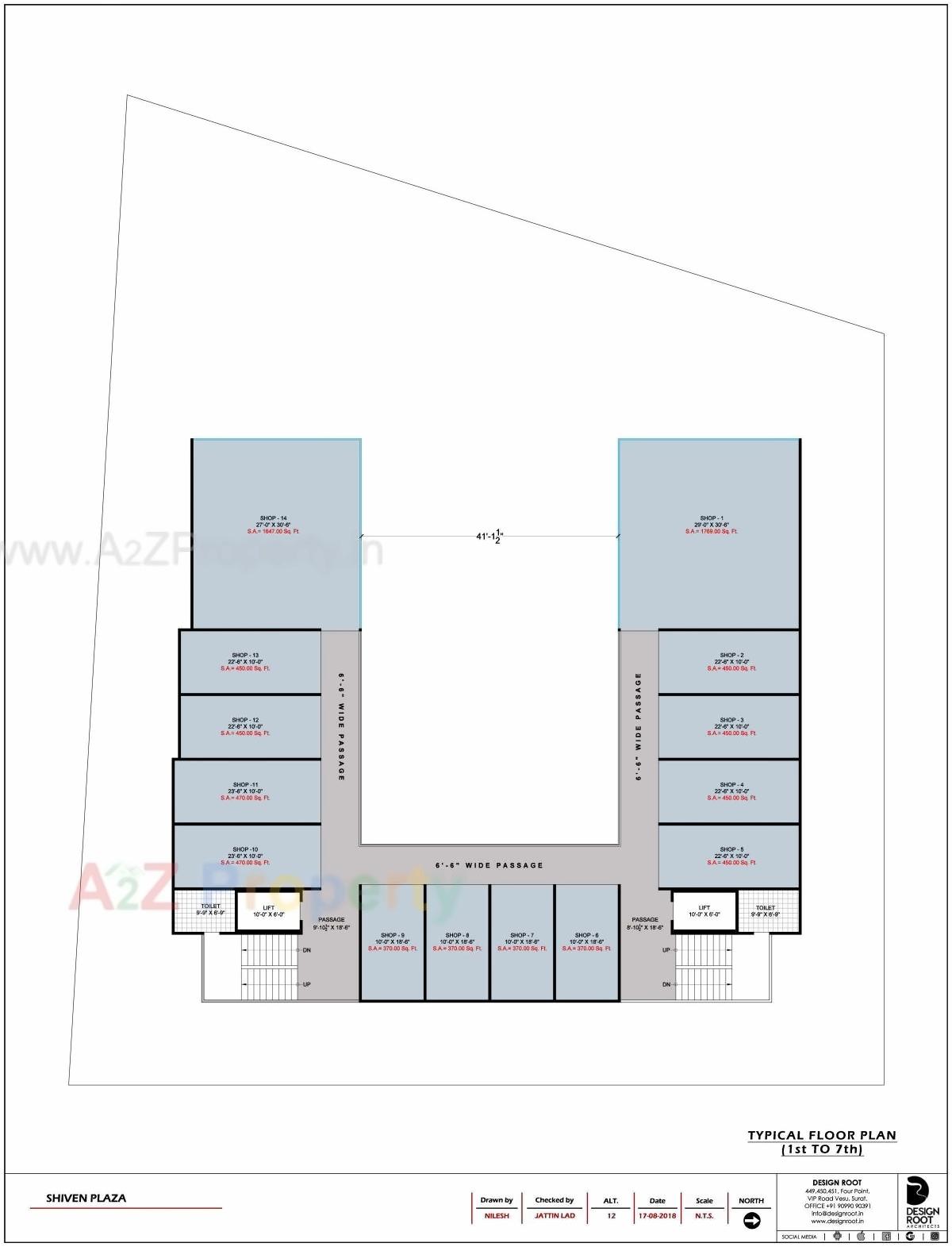 Layout of real estate project Shiven Plaza located at Jahangirabad, Surat, Gujarat