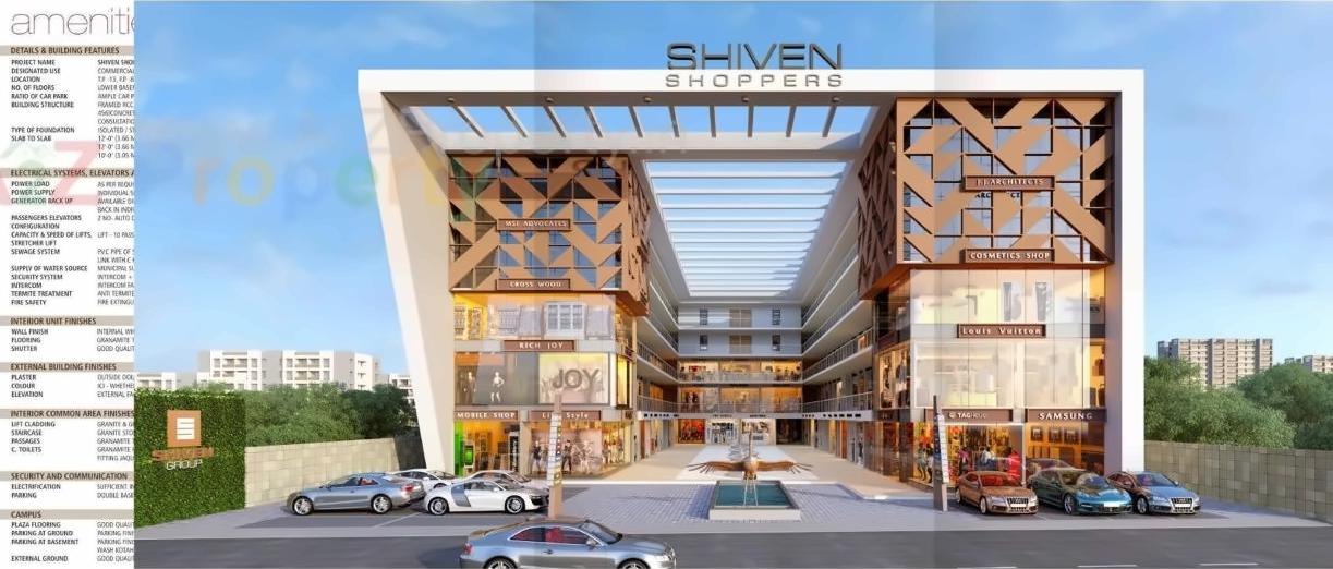 3D Elevation of real estate project Shiven Shoppers located at Adajan, Surat, Gujarat