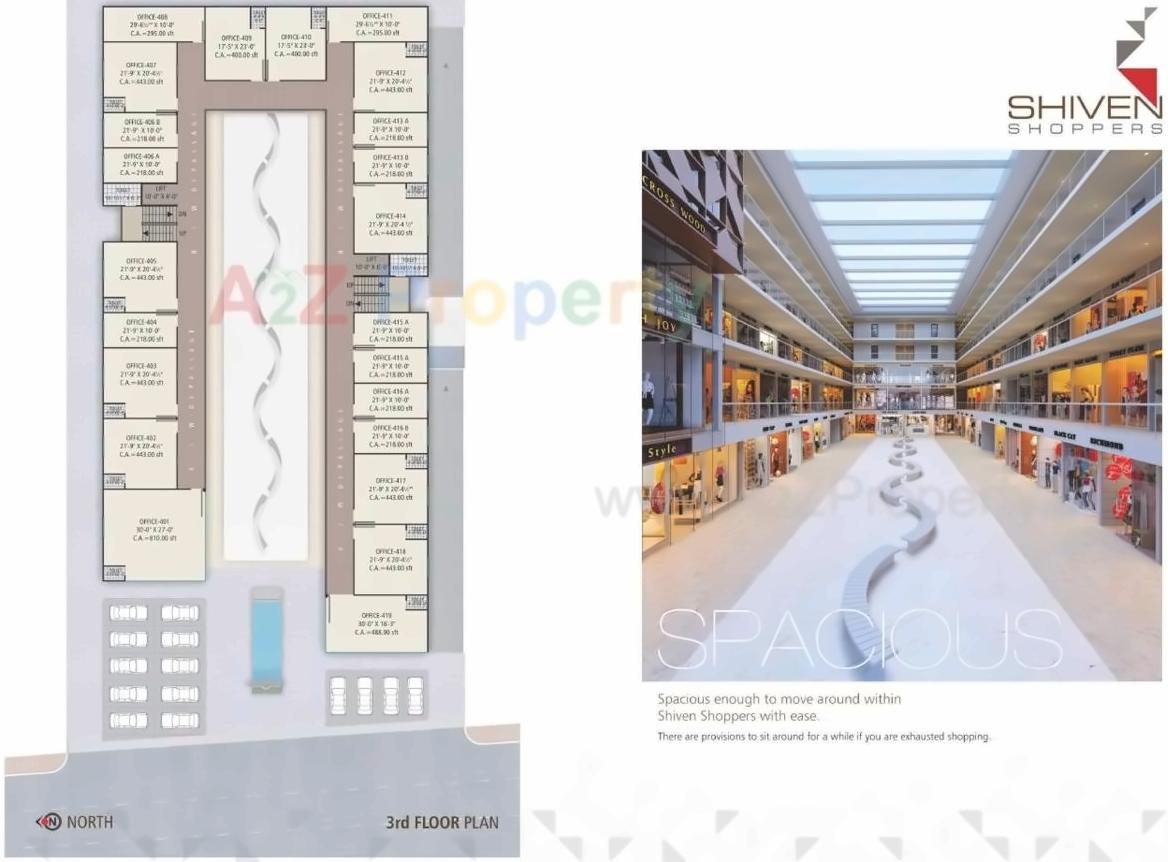 Layout of real estate project Shiven Shoppers located at Adajan, Surat, Gujarat
