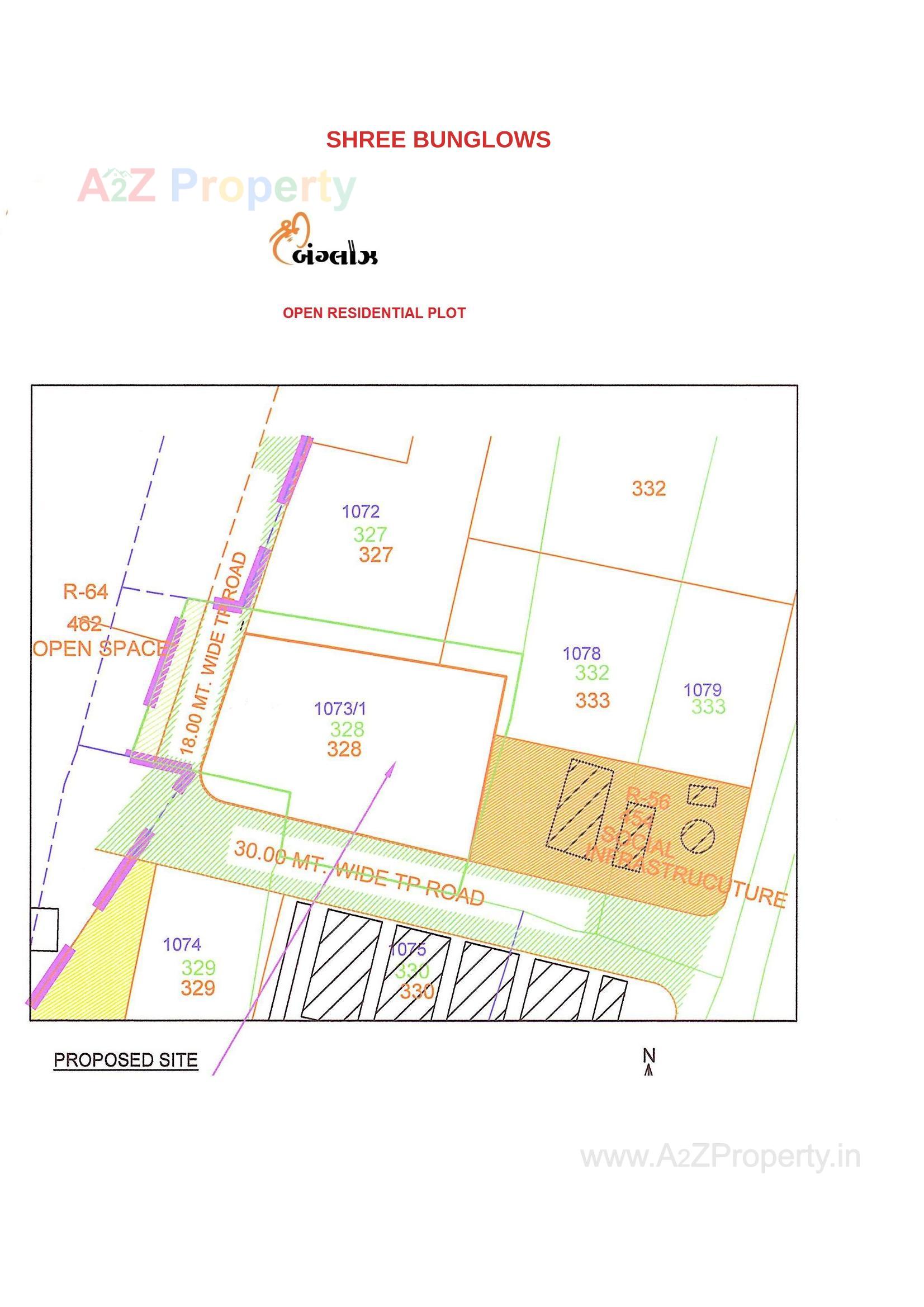 Layout of real estate project Shree Bunglows located at Kosad, Surat, Gujarat