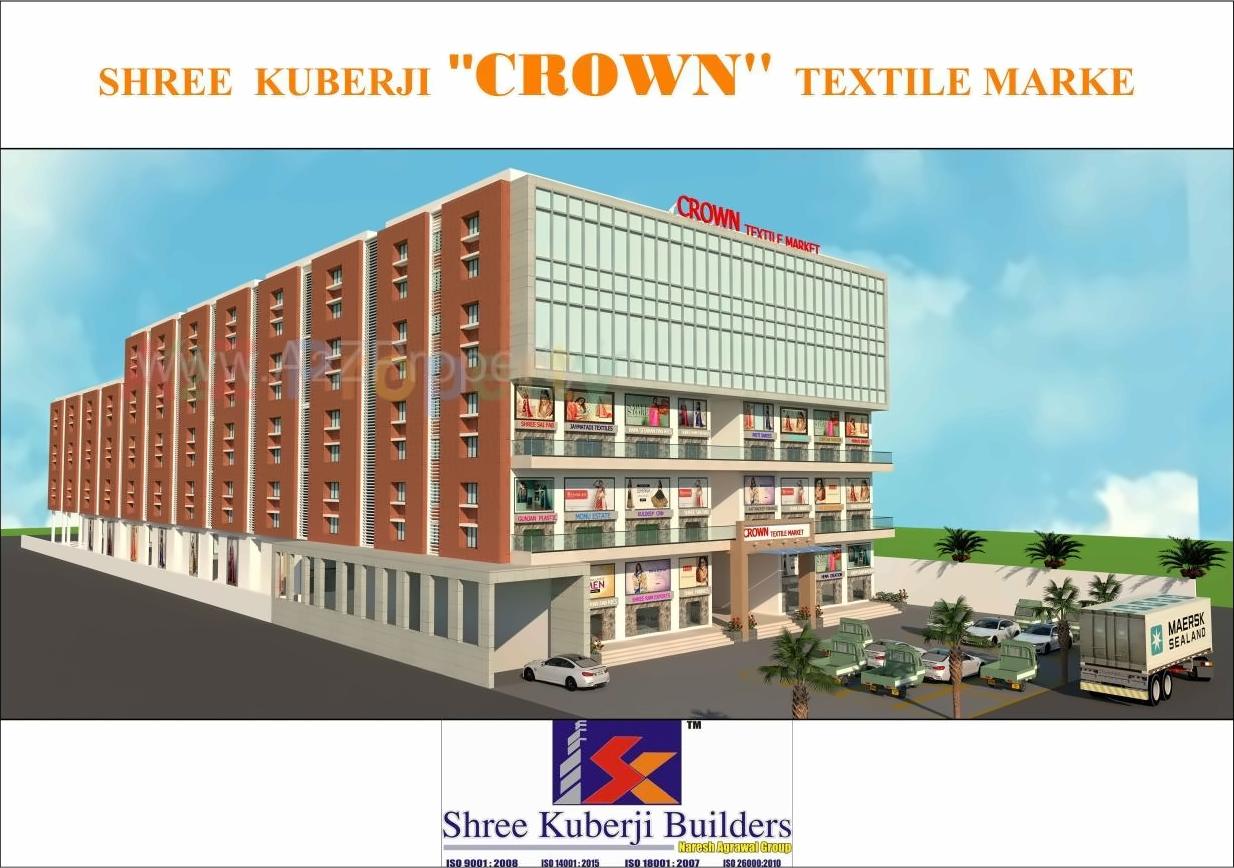 3D Elevation of real estate project Shree Kuberji Crown Textile Market located at Parvat, Surat, Gujarat