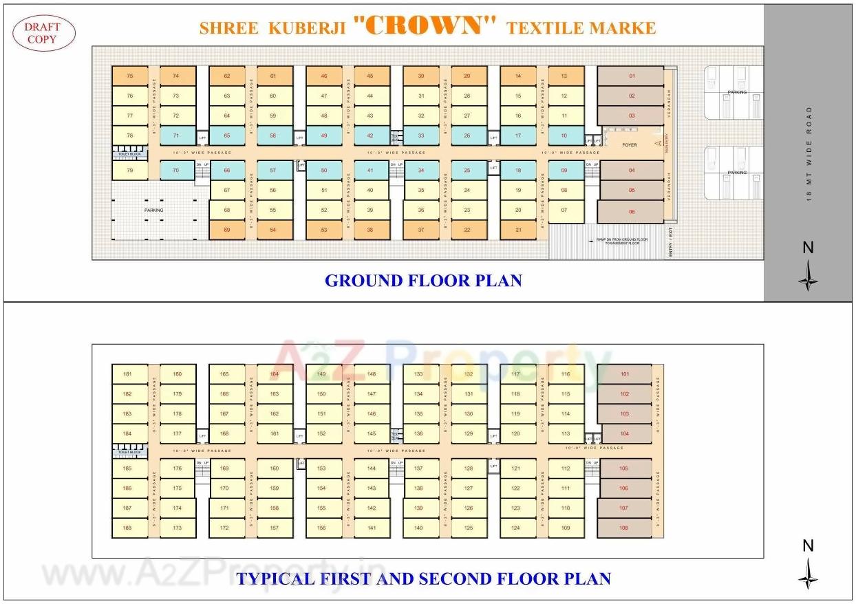 Layout of real estate project Shree Kuberji Crown Textile Market located at Parvat, Surat, Gujarat