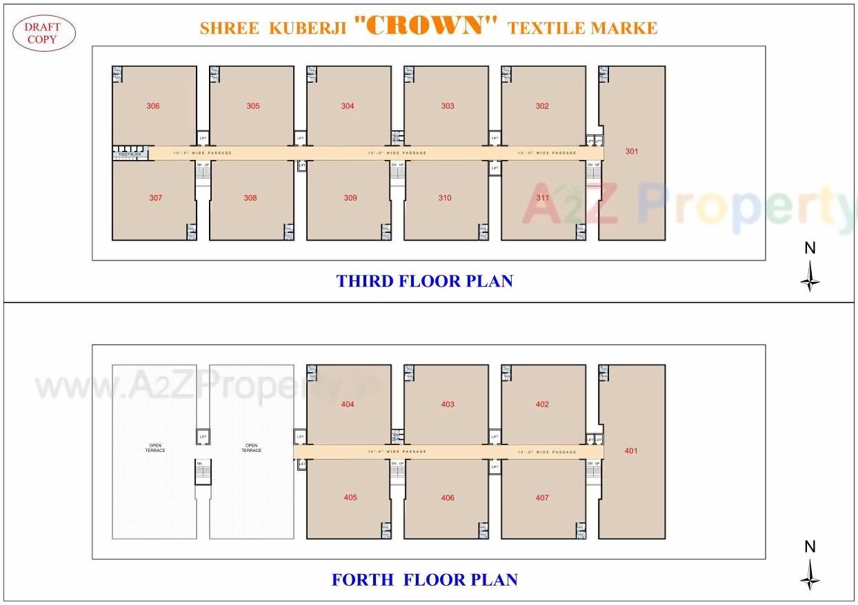 Layout of real estate project Shree Kuberji Crown Textile Market located at Parvat, Surat, Gujarat