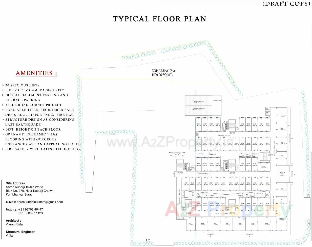 Layout of real estate project Shree Kuberji Textile World located at Kumbhariya, Surat, Gujarat