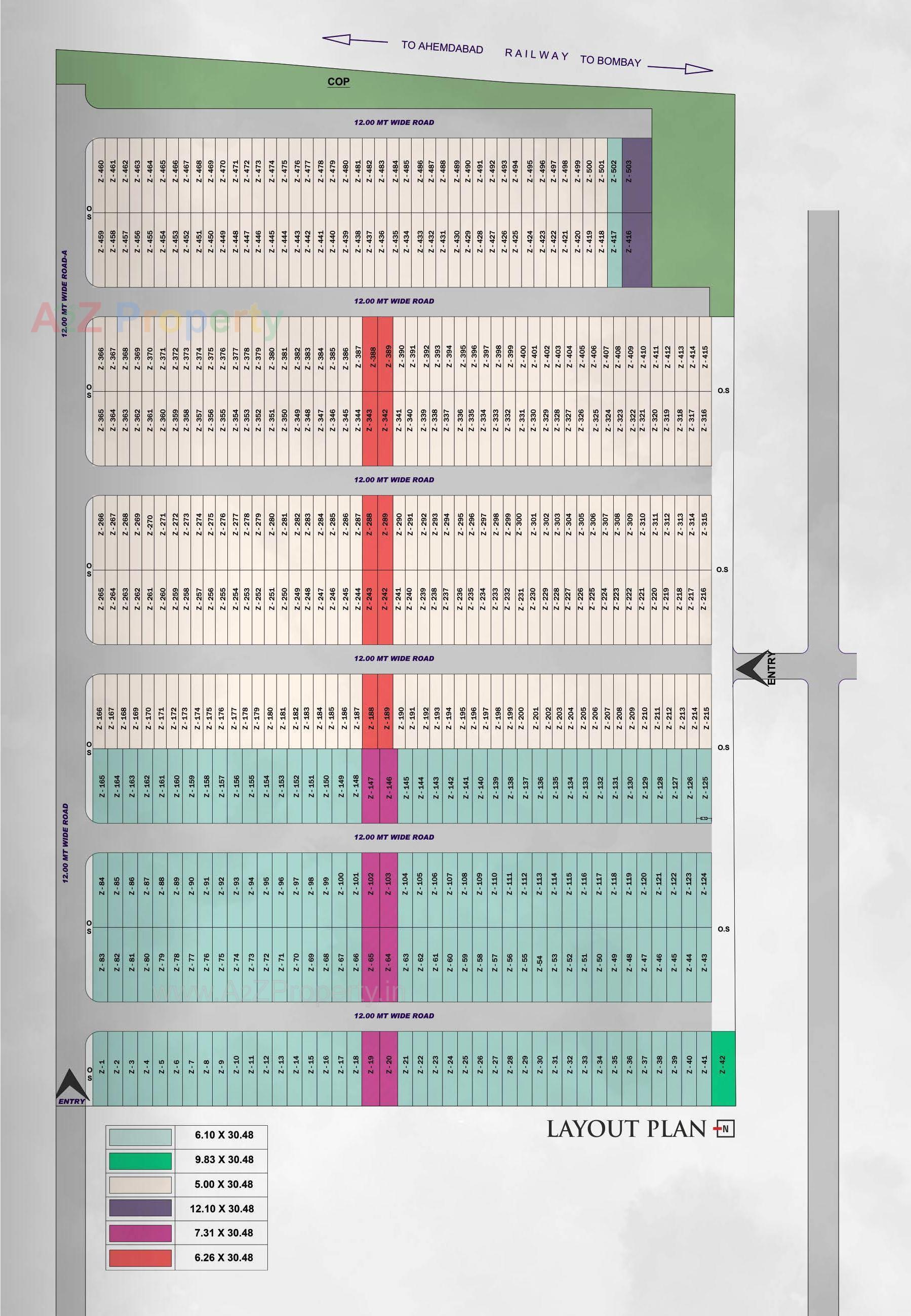Layout of real estate project Shree Laxminarayan Industrial Park Z Row located at Udhna, Bhedwad, Dindoli, Surat, Gujarat