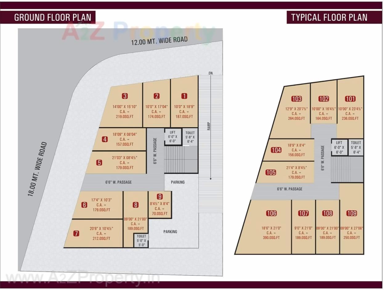 Layout of real estate project Shree Market located at Puna, Surat, Gujarat