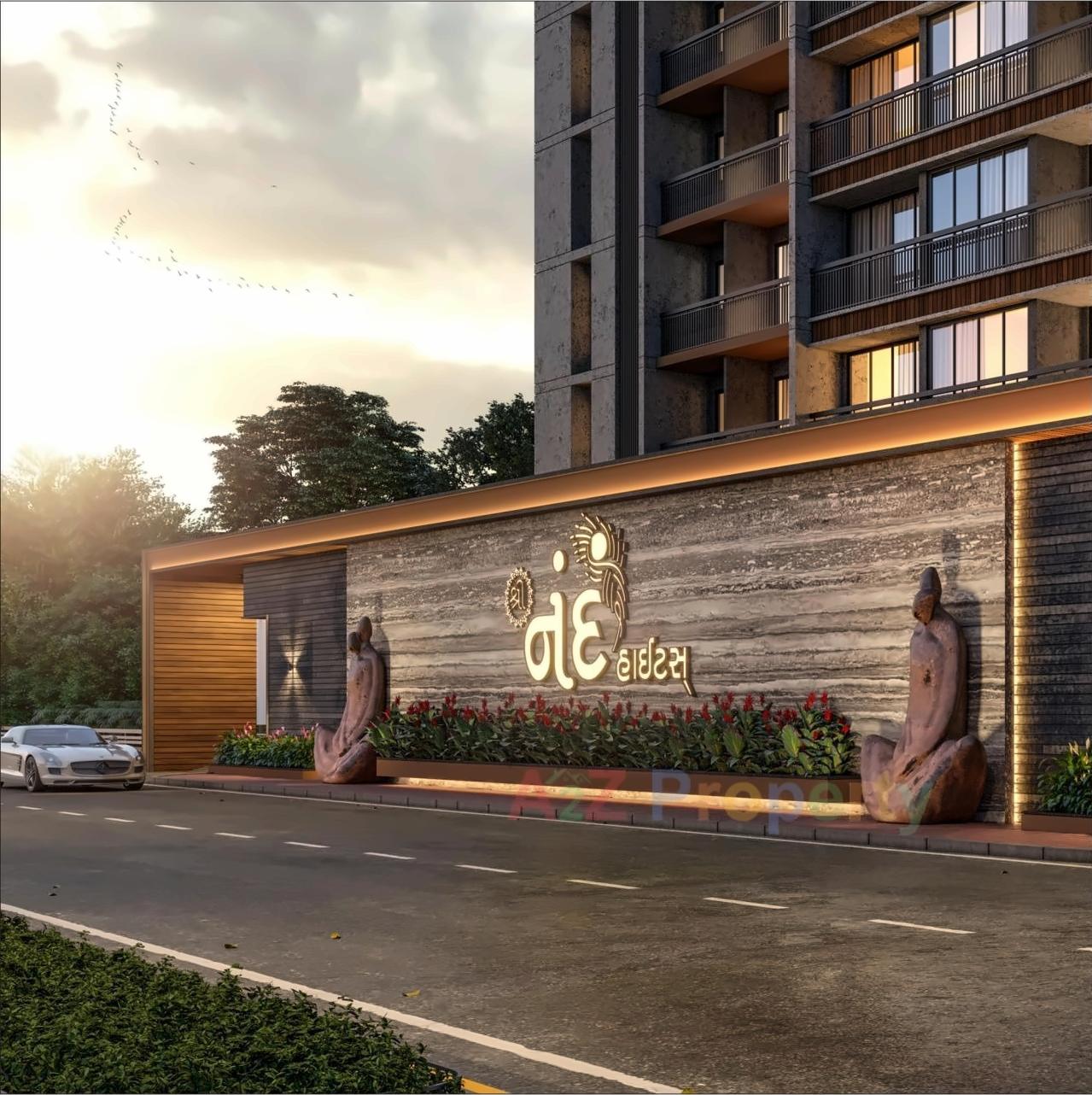 3D Elevation of real estate project Shree Nand Heights located at Mo, Surat, Gujarat