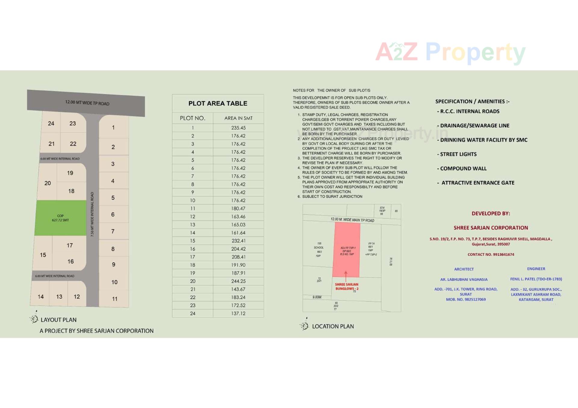 Layout of real estate project Shree Sarjan Bunglows located at Magdalla, Surat, Gujarat