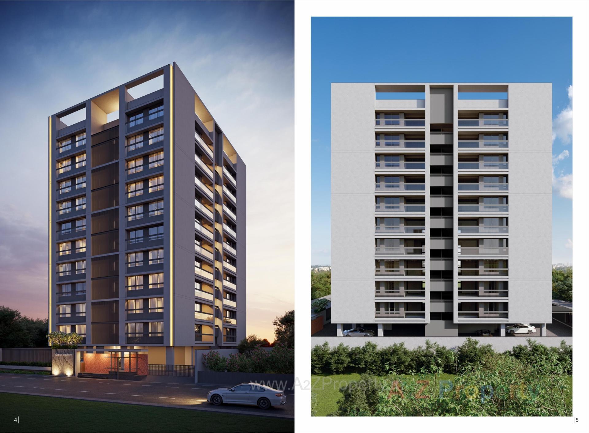 3D Elevation of real estate project Shree Suktam located at Adajan, Surat, Gujarat