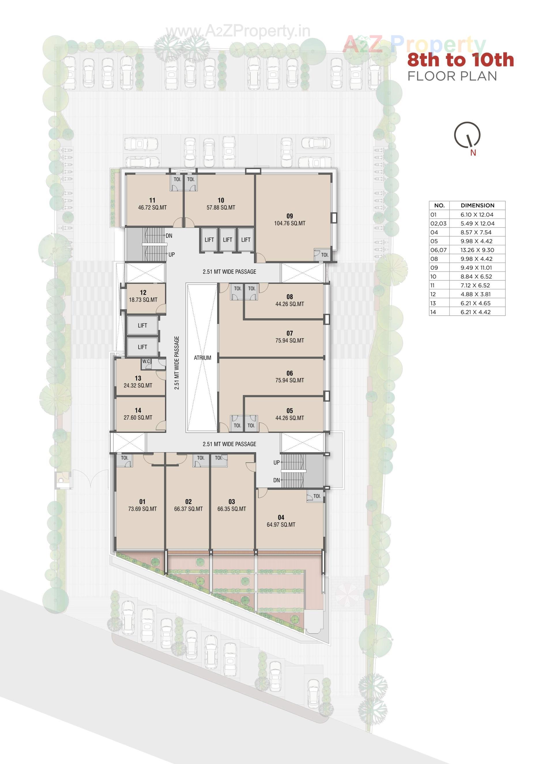 Layout of real estate project Shreepad Central Vista located at Adajan, Surat, Gujarat