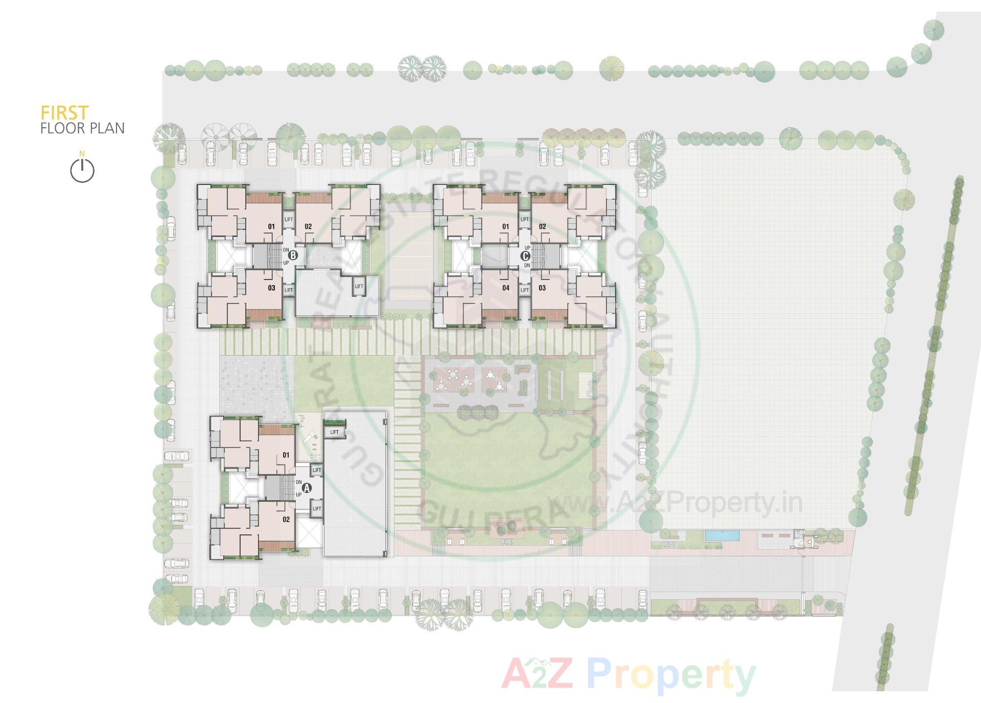 Layout of real estate project Shreepad Inspire located at Bhesan, Surat, Gujarat