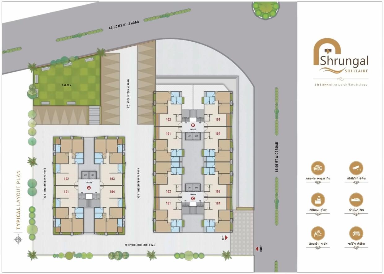 Layout of real estate project Shrungal Solitaire located at Bamroli, Surat, Gujarat