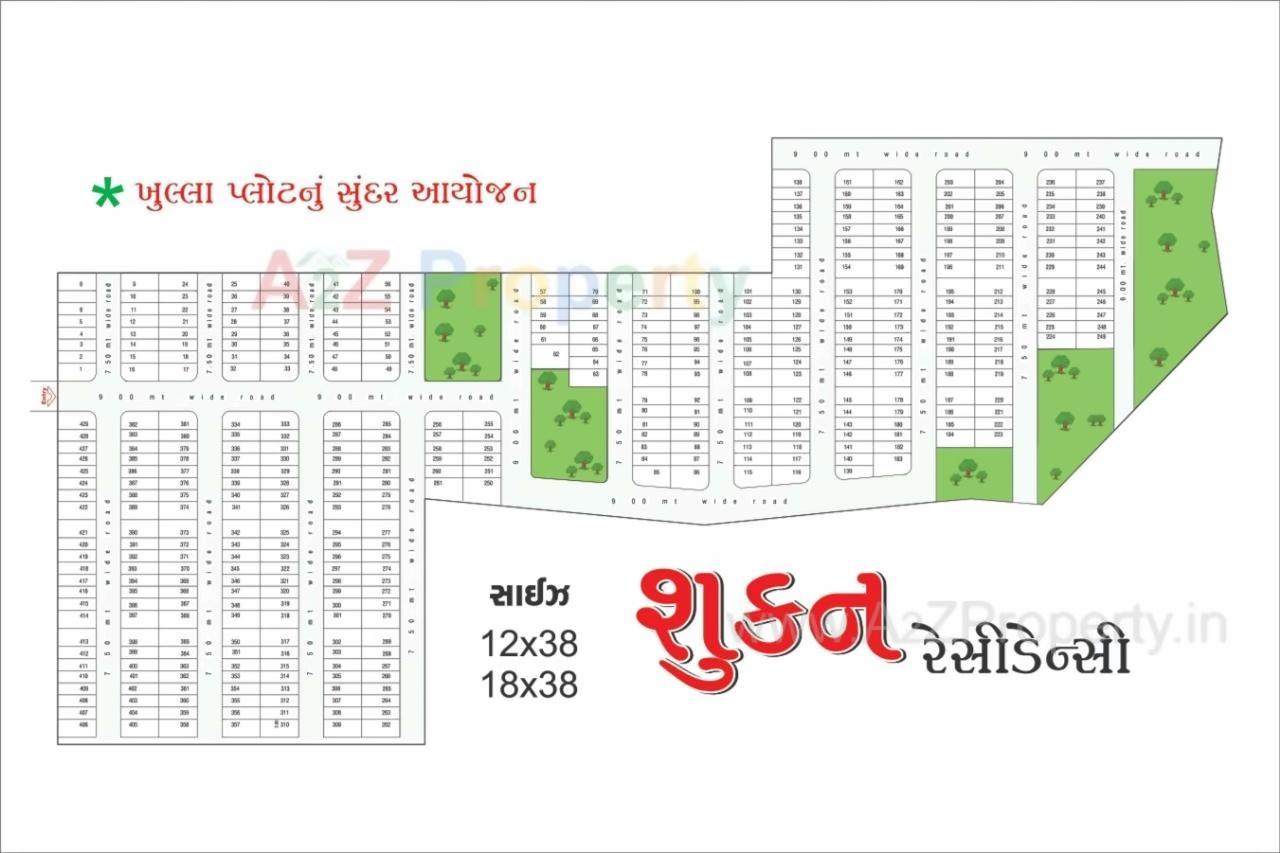 Layout of real estate project Shukan Residency located at Kamrej, Surat, Gujarat
