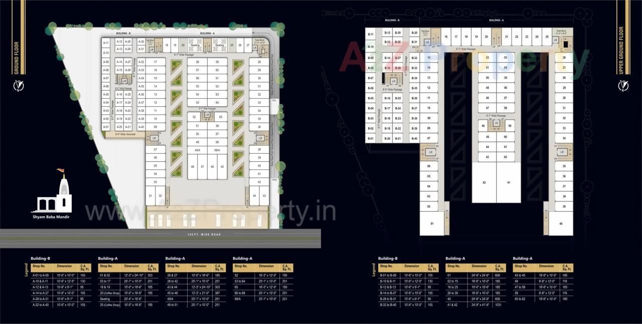 Layout of real estate project Shyam Plaza located at Vesu, Surat, Gujarat