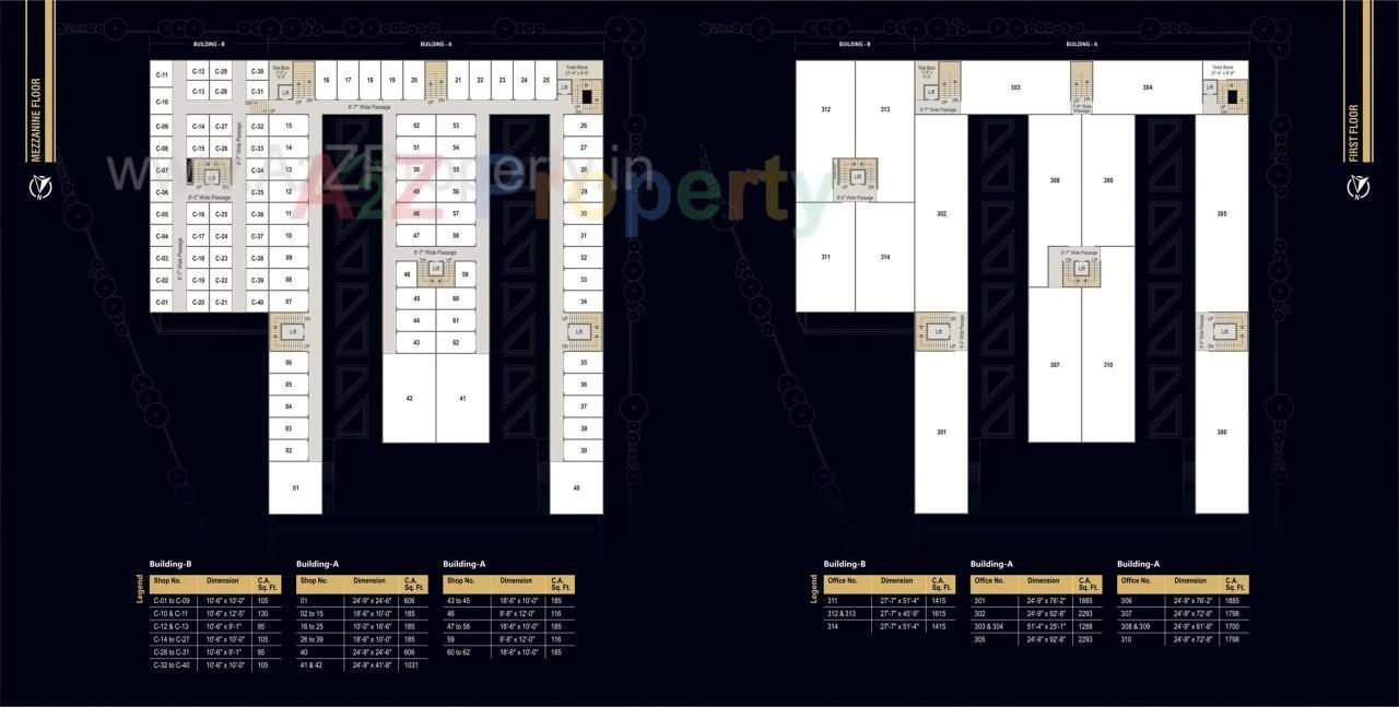 Layout of real estate project Shyam Plaza located at Vesu, Surat, Gujarat