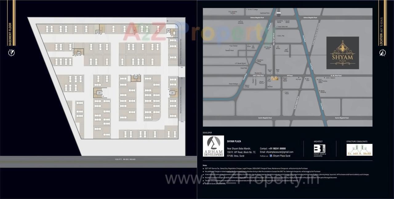 Layout of real estate project Shyam Plaza located at Vesu, Surat, Gujarat