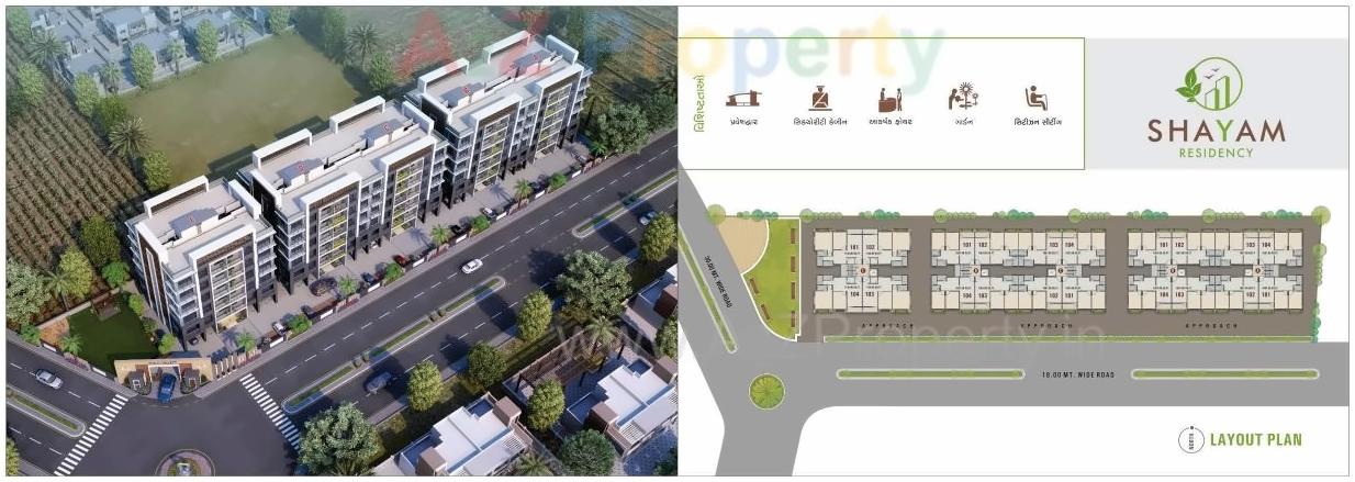 Layout of real estate project Shyam Residency located at Saniya, Surat, Gujarat