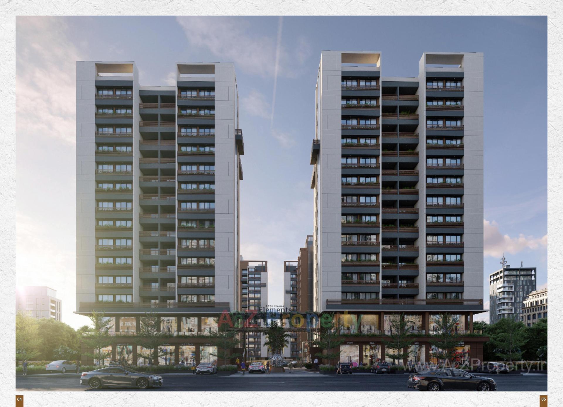 3D Elevation of real estate project Siddhi Vinayak Elements located at Jahangirabad, Surat, Gujarat