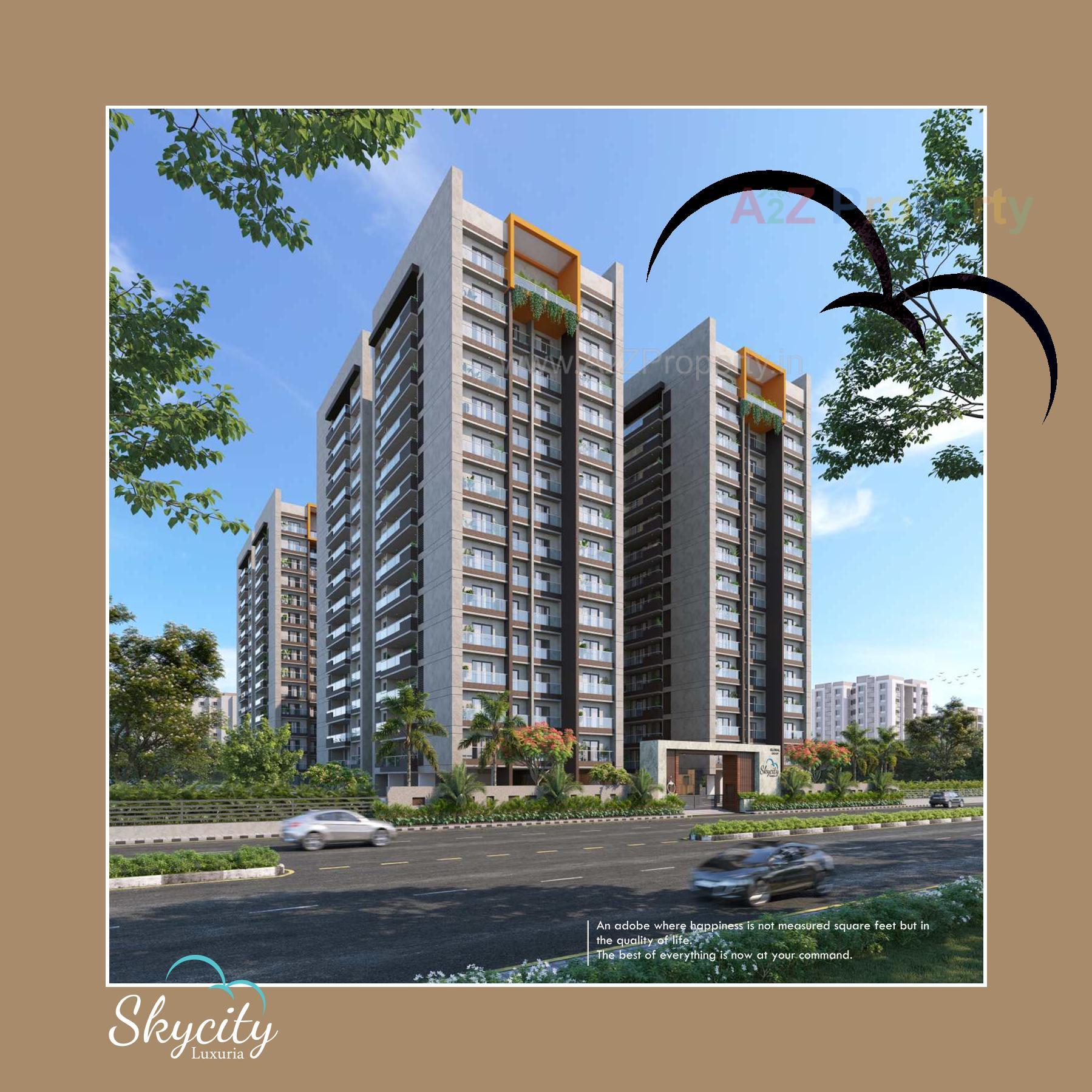 3D Elevation of real estate project Sky City Luxuria located at Bhimrad, Surat, Gujarat